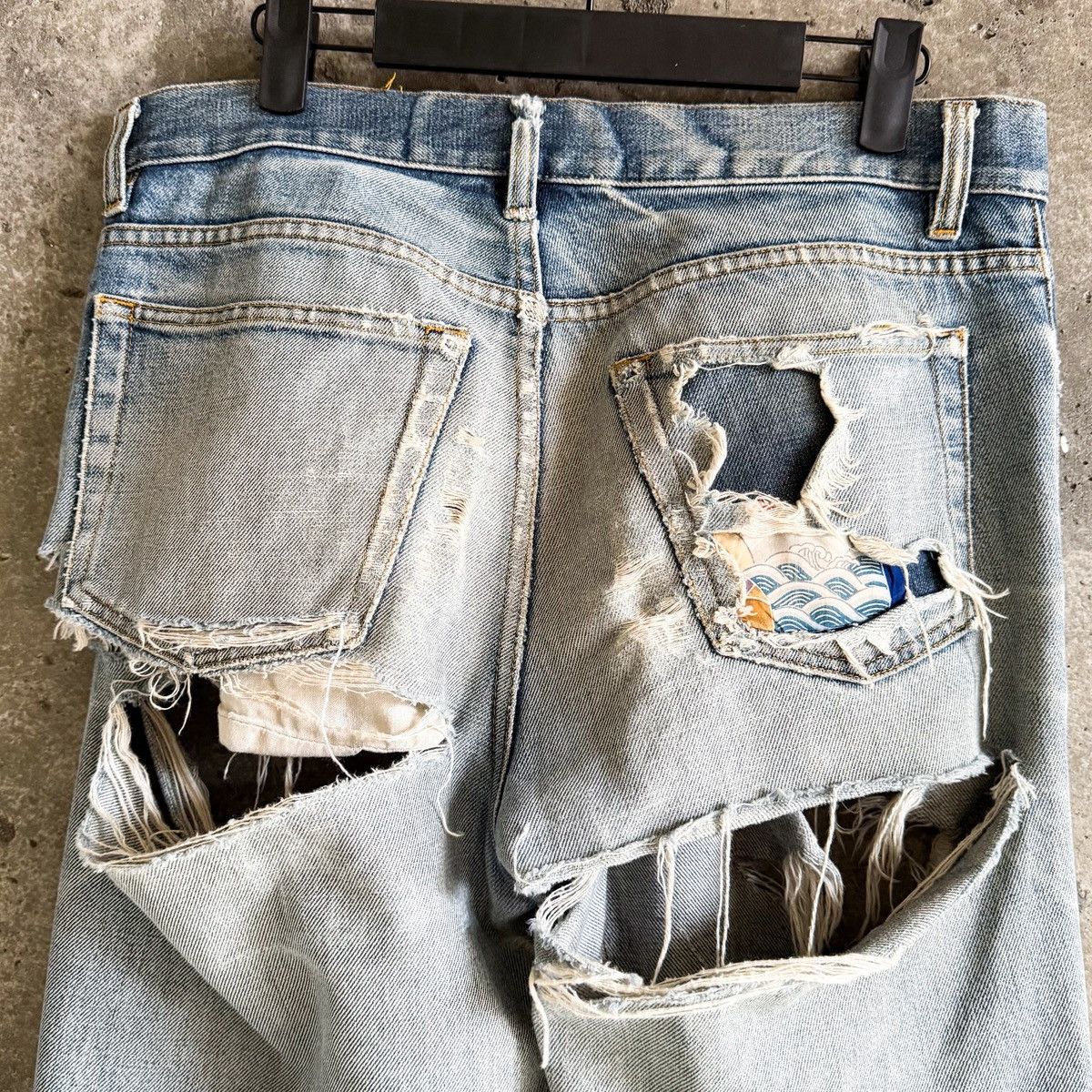 Helmut Lang Vintage Helmut Lang 1998 THRASHED Repair Denim Size US 32 / EU 48 - 5 Thumbnail