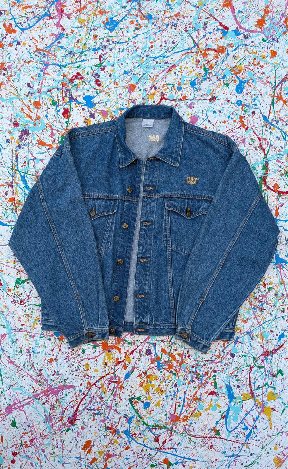 Caterpillar Vintage cat denim jacket caterpillar equipment 90s Large Size US L / EU 52-54 / 3 - 9 Thumbnail