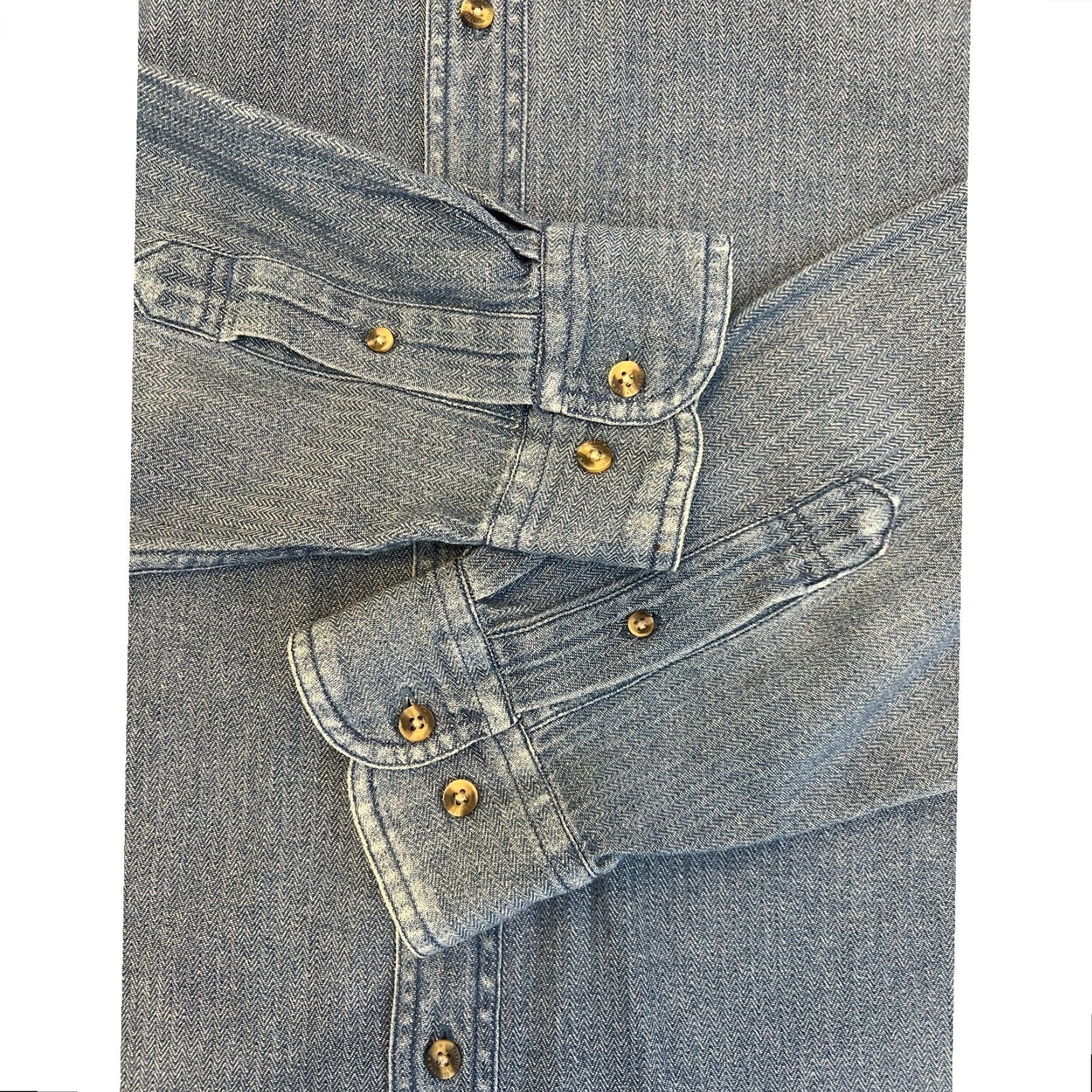 Lee Lee Shirt Mens XL Long Sleeve Pocket Chambray Button-Down Herringbone Blue Size US XL / EU 56 / 4 - 4 Thumbnail