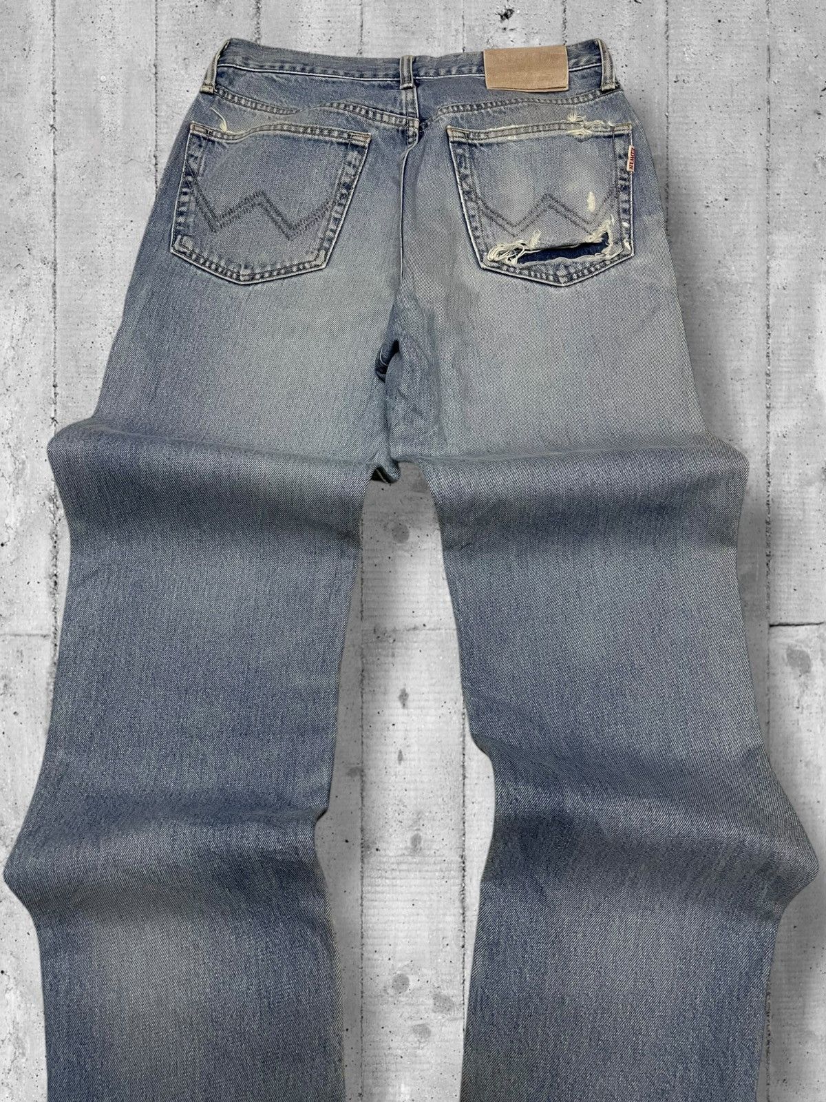Designer × Edwin × Vintage Vintage 90s Japan Designer Edwin Blue Wash Distressed Denim Size US 29 - 12 Thumbnail