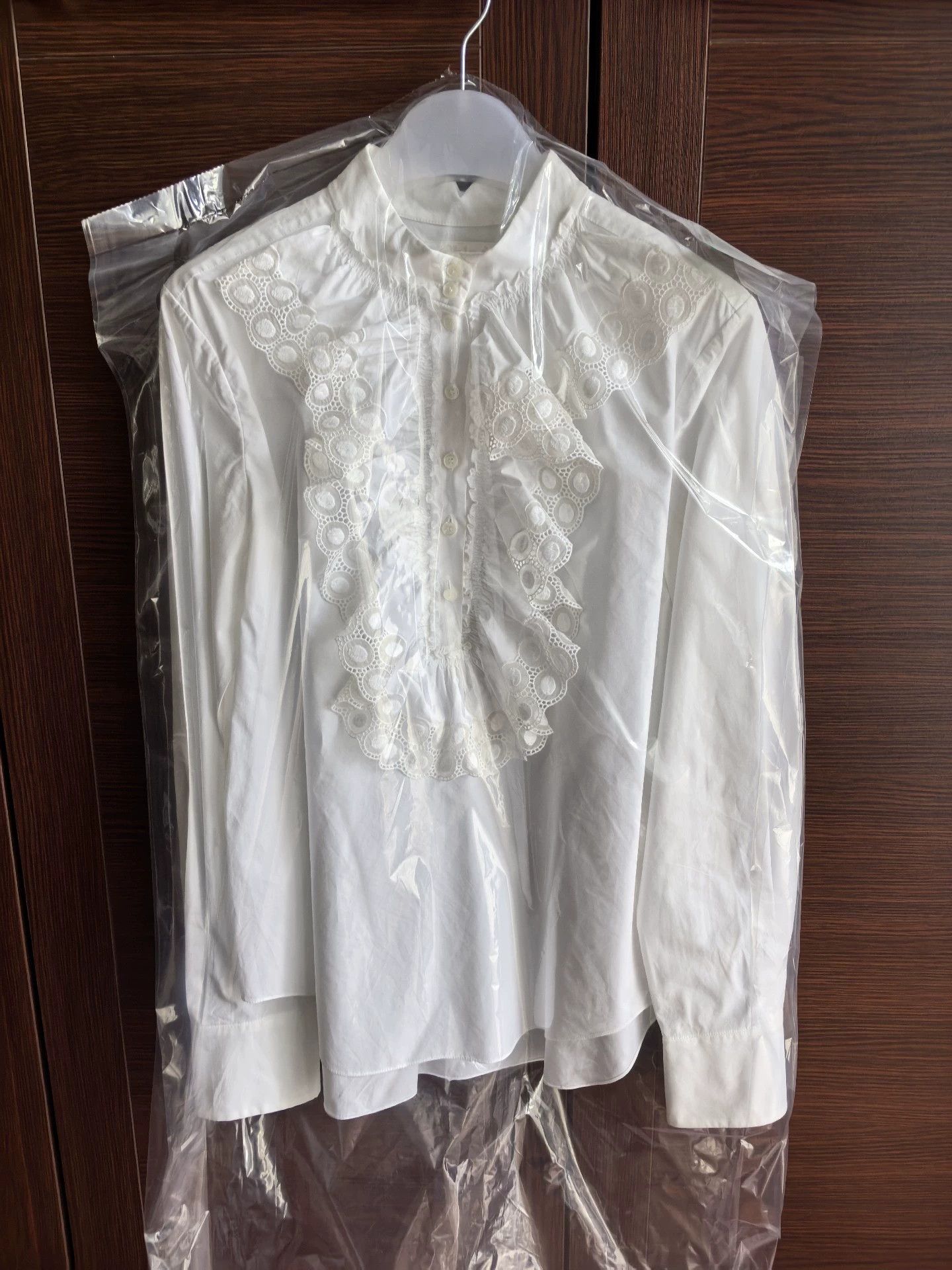 Chloe Chloe Women's White Lace-Trimmed Shirt 36 French Size XS / US 0-2 / IT 36-38 - 1 Thumbnail