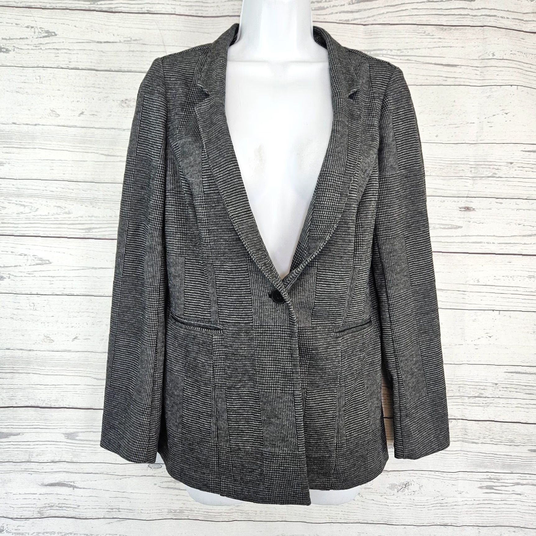 Vintage Lysse Blazer Womens Sz Small Black Gray Single Button Size S / US 4 / IT 40 - 2 Thumbnail