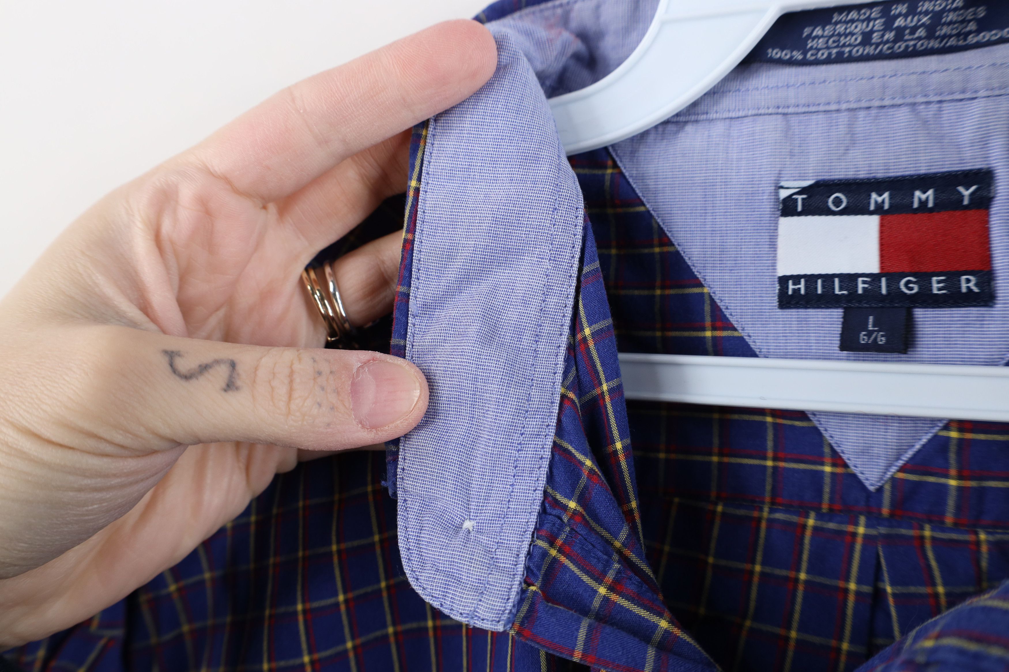 Tommy Hilfiger Vintage 90s Tommy Hilfiger Button Shirt Plaid Cotton Size US L / EU 52-54 / 3 - 8 Thumbnail