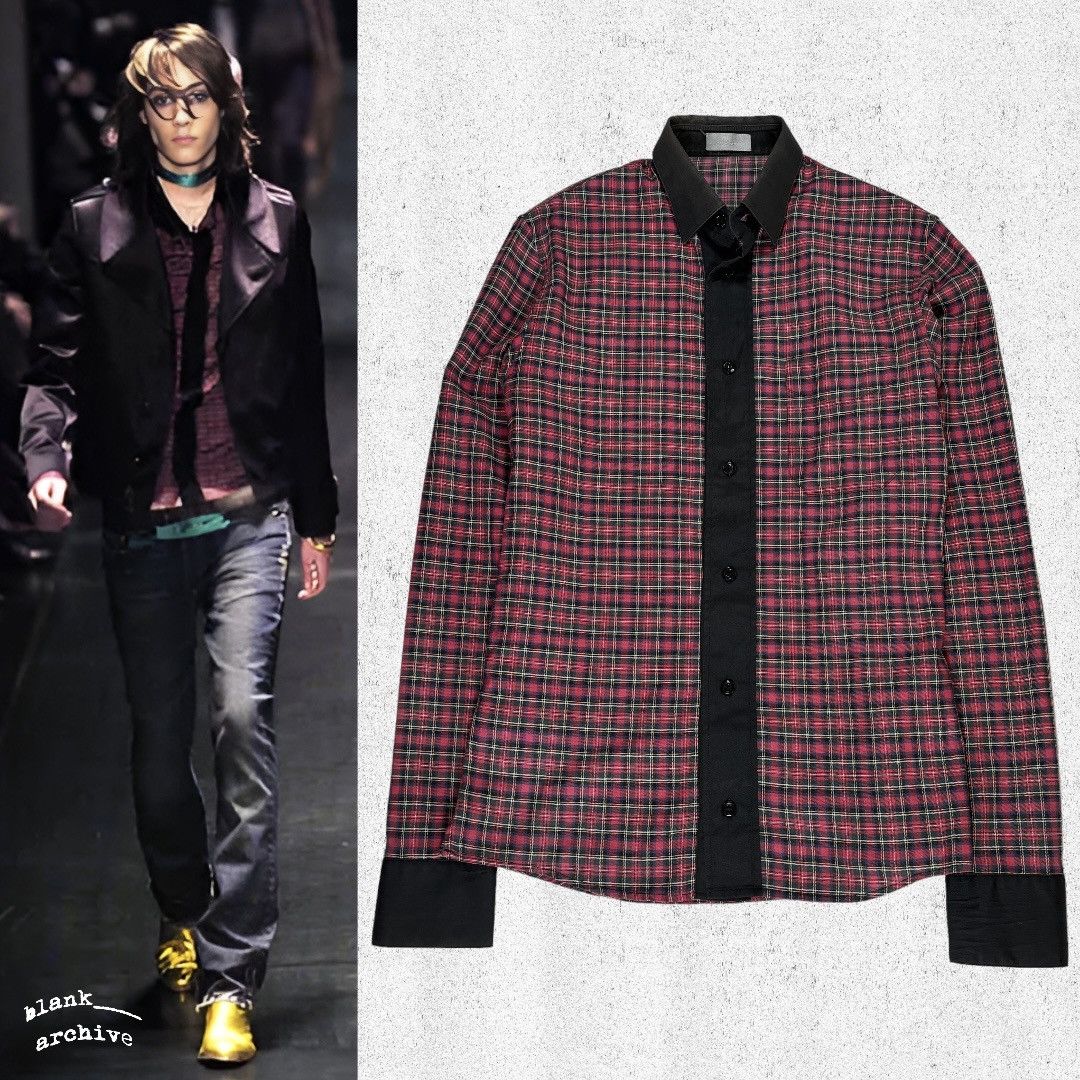 rare⭐️dior homme Hedi Slimane check shirt Dior × Hedi Slimane AW2005 Dior Homme Glam Plaid Shirt | Grailed