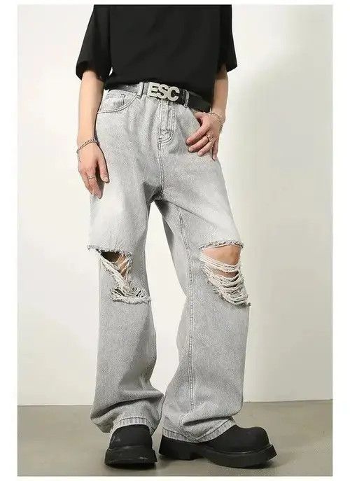 VIBE Baggy Ripped Denim Jeans Size US 31 - 4 Thumbnail