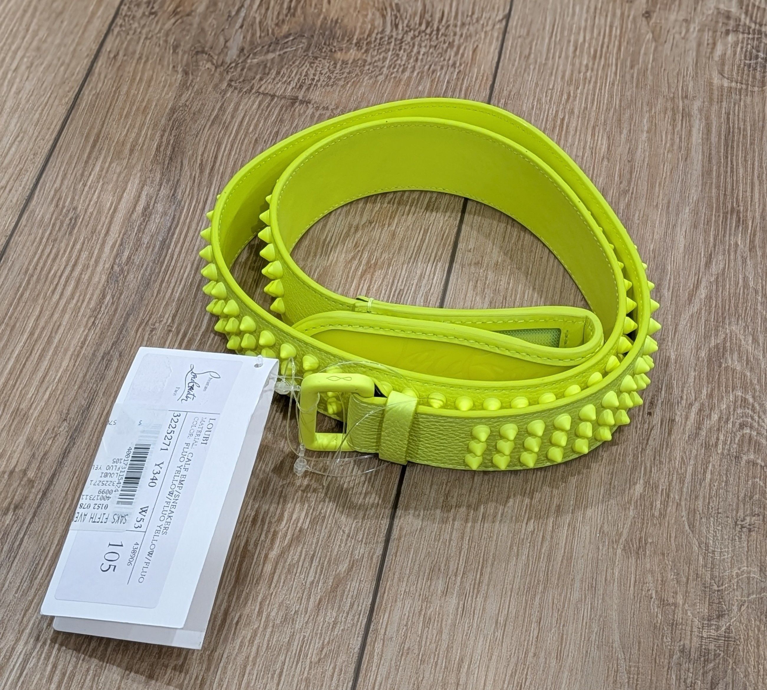 Christian Louboutin Christian Louboutin Studded Leather Belt Yellow 105 US 42 Size 42 - 1 Thumbnail