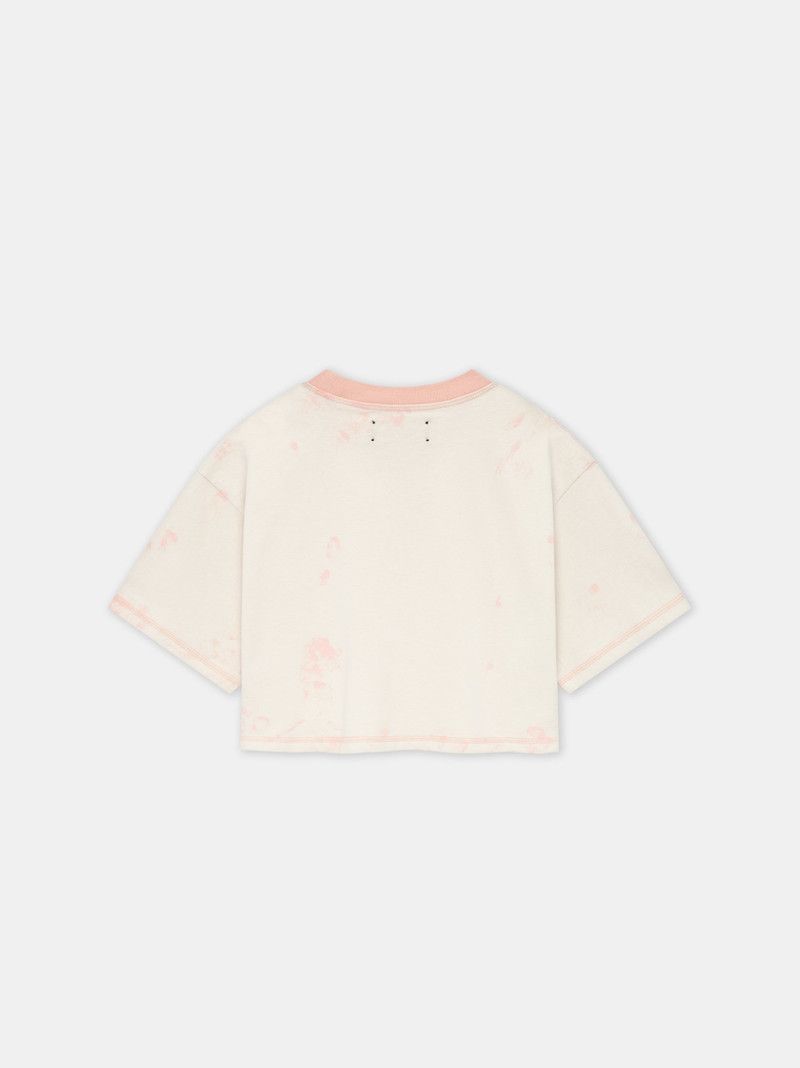 Amiri o1s1wg110426 Script Cropped T-Shirt in Light Pink Size S / US 4 / IT 40 - 2 Thumbnail
