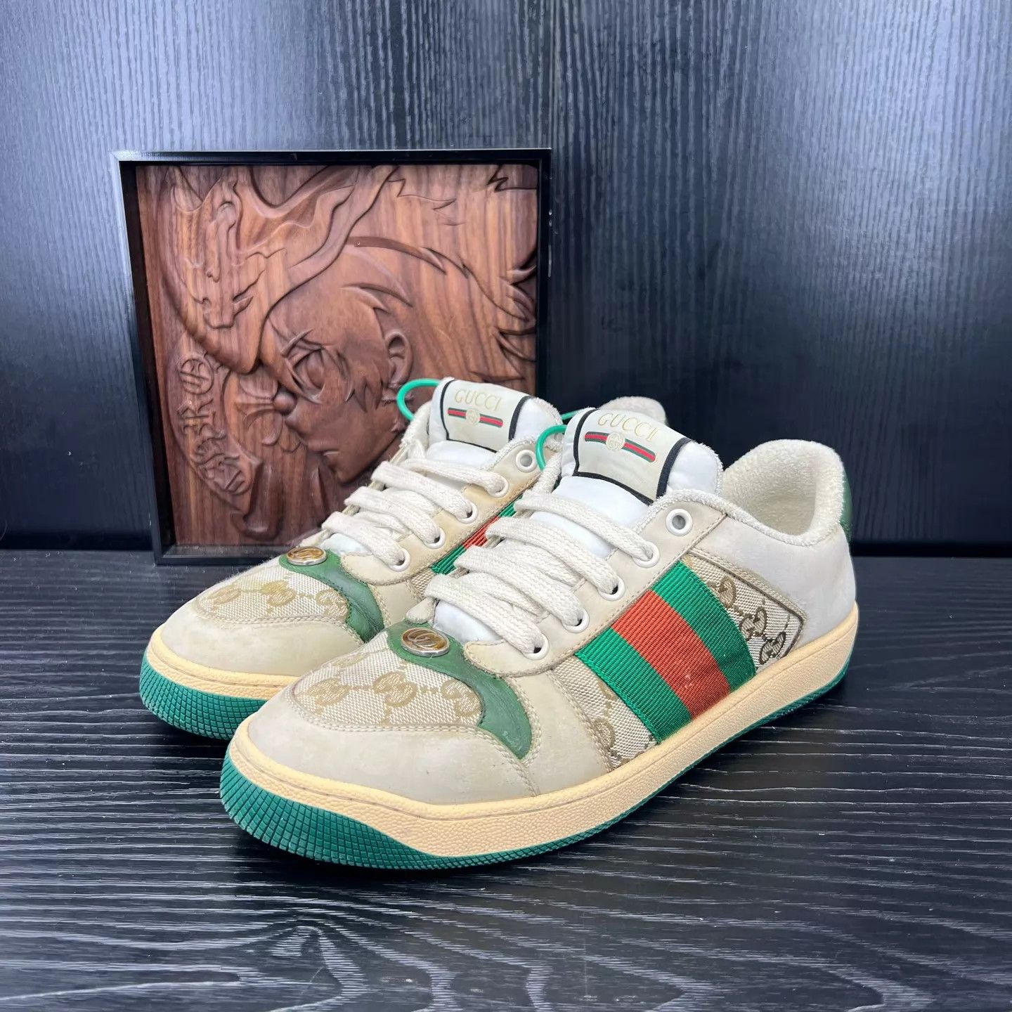 Gucci Gucci Distressed Sneakers Gray-Green Size 5.5/39.5 Size US 6.5 / EU 39-40 - 1 Thumbnail