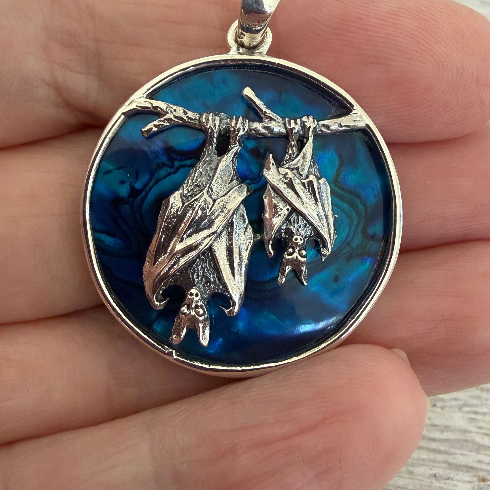 Other Sterling Silver Two Bats Medallion Pendant Size ONE SIZE - 3 Thumbnail