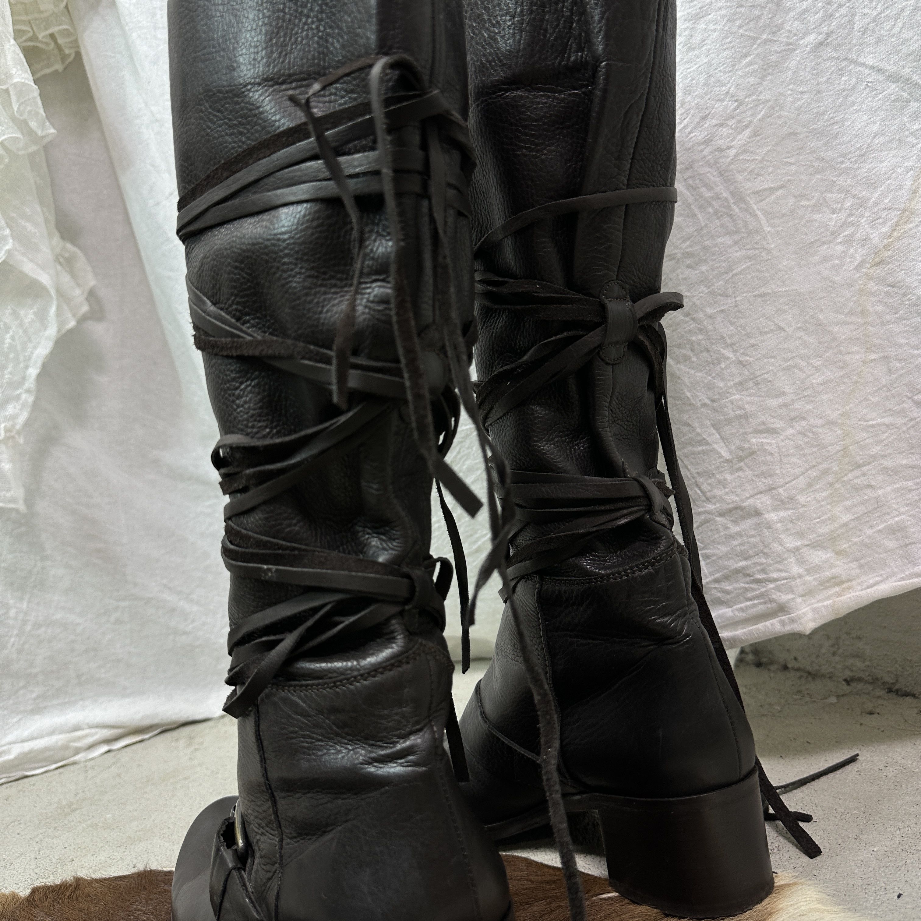 Vintage Vintage Avant Garde Bondage Tassels Harness Boots Y2K Size US 7 / IT 37 - 7 Thumbnail