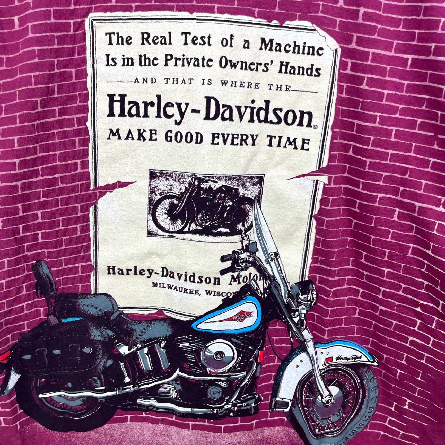 Harley Davidson VINTAGE Harley-Davidson T-Shirt 2XL Short Sleeve Crew Neck White Double-Sided AOP All Over Print Shirt Mens 1995 Size US XXL / EU 58 / 5 - 2 Thumbnail