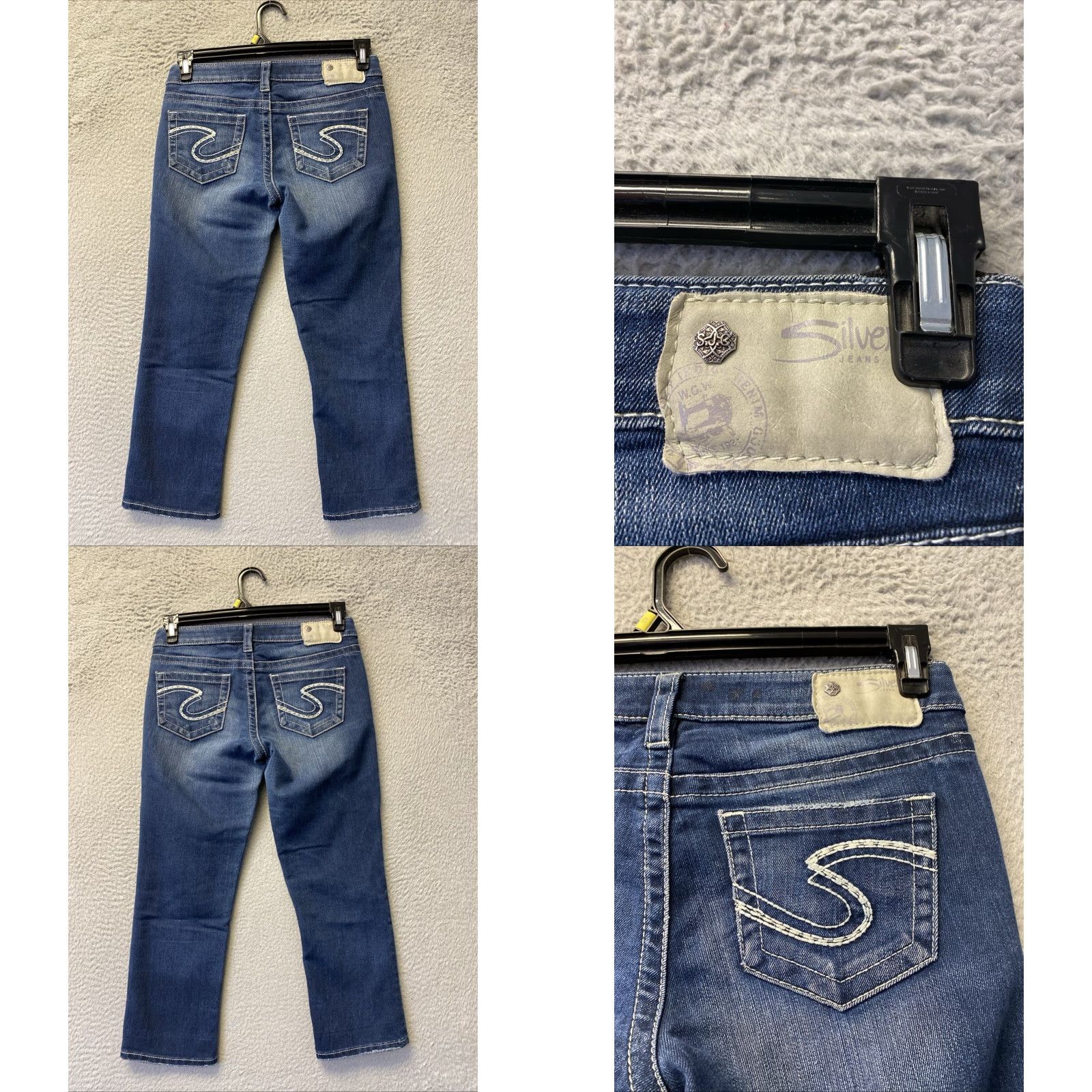 Silver Jeans Co. Silver Jeans Jeans Women Capri Dark Denim 28x23 Aiko Regular Mid 5-Pocket Belt Loops Stretch Blue Size 28" / US 6 / IT 42 - 8 Thumbnail
