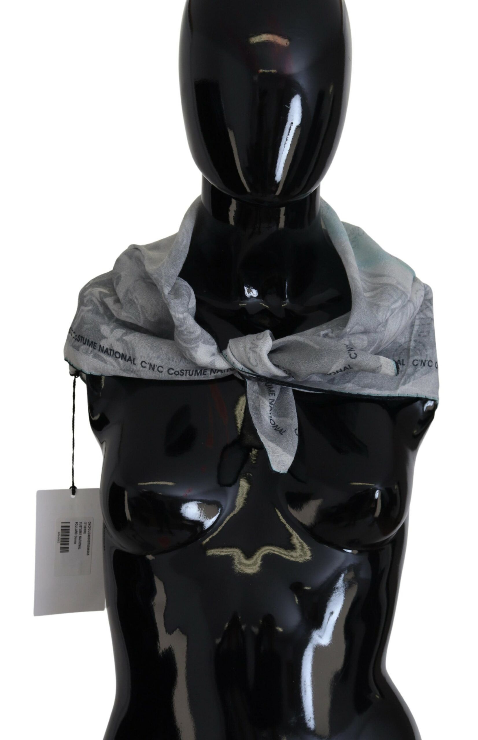 Costume National Elegant Grey Cotton Square Women's Scarf Size ONE SIZE - 1 Thumbnail