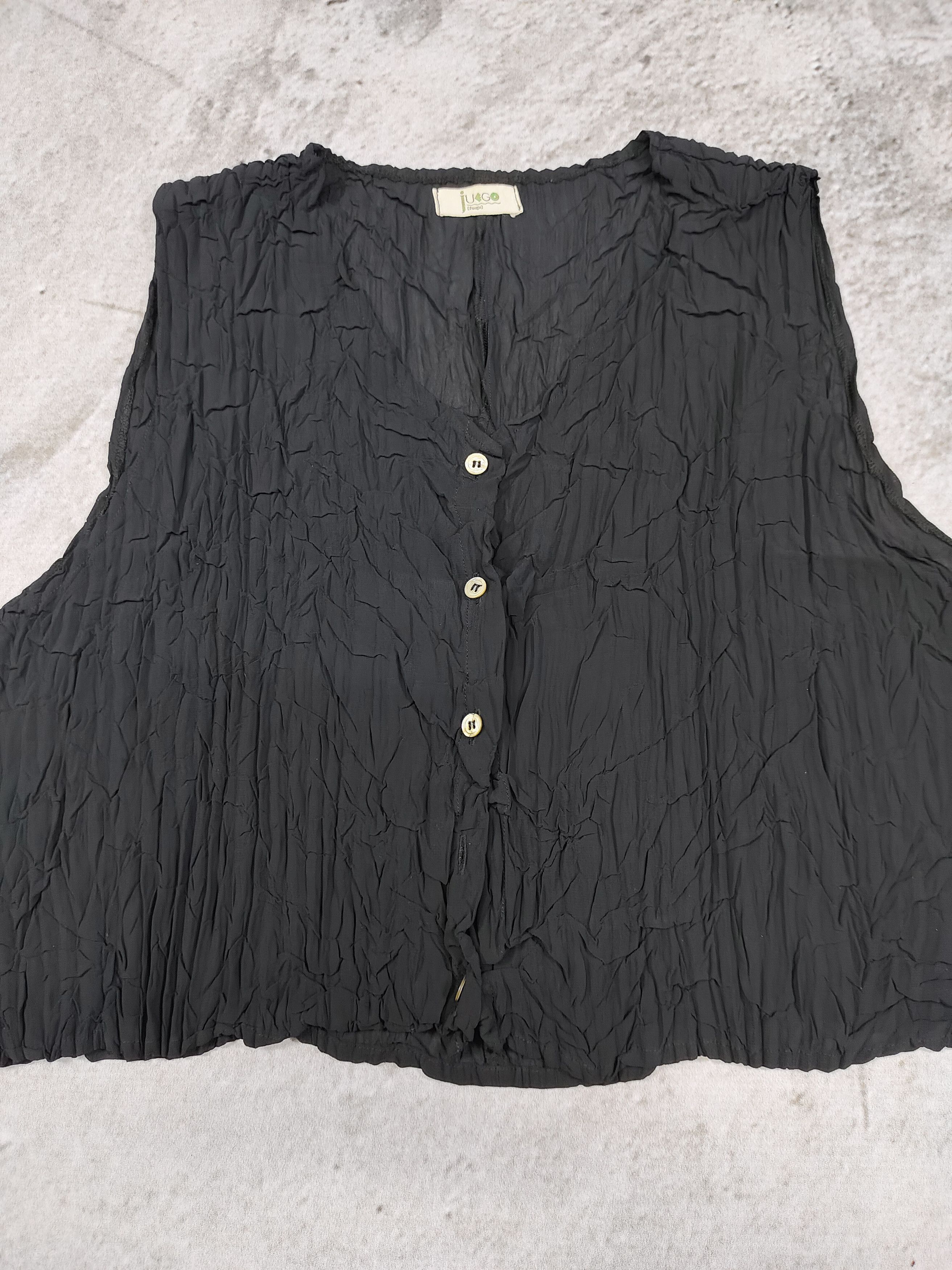 Japanese Brand 00s JUEGO🇯🇵Minimalist Gothic Crinkle Textured Cropped Vest Size L / US 10 / IT 46 - 6 Thumbnail