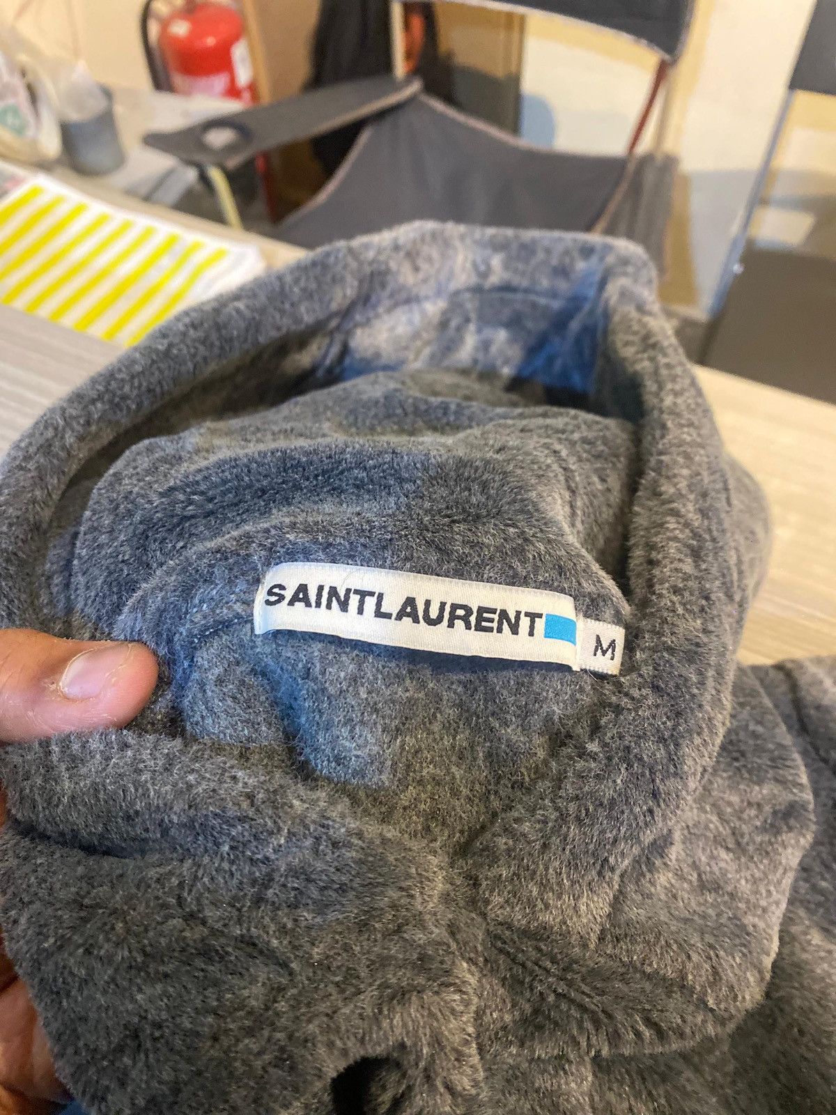 Saint Laurent Paris Archive Saint Laurent Grey Shaggy Fleece Hoodie Hedi Slimane Size US M / EU 48-50 / 2 - 10 Thumbnail