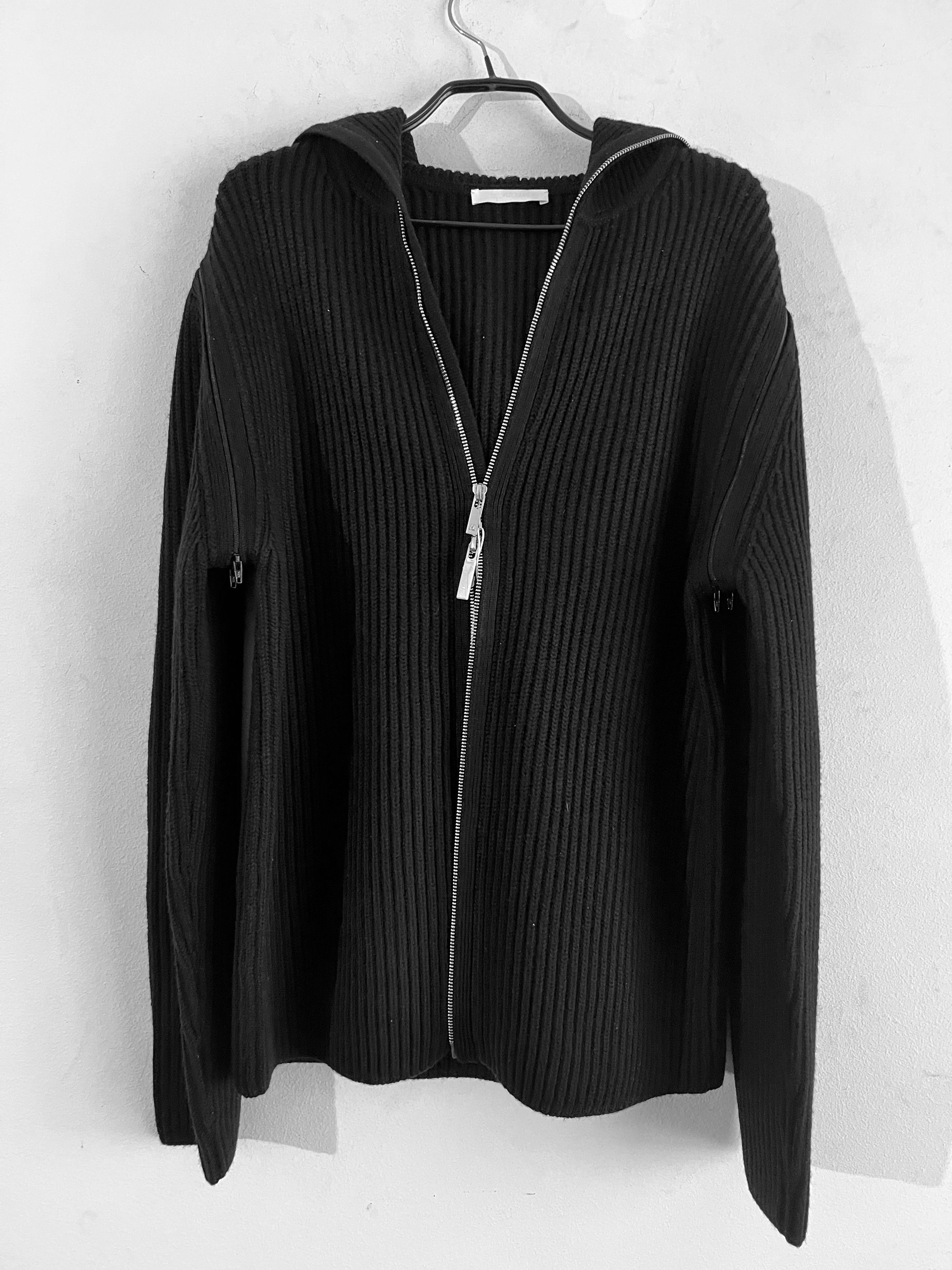 Helmut Lang Balaclava Hooded Ribbed Wool Sweatshirt Size US L / EU 52-54 / 3 - 16 Thumbnail