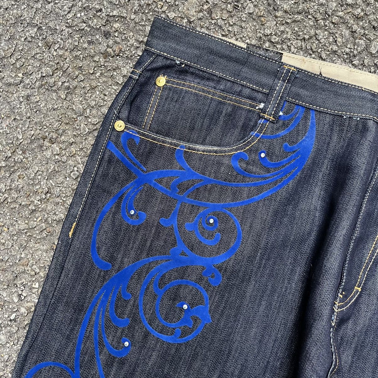 Ed Hardy Crazy Y2K Baggy Jeans Tribal Velvet Denim Coogi JNCO Pants Size US 40 / EU 56 - 6 Thumbnail