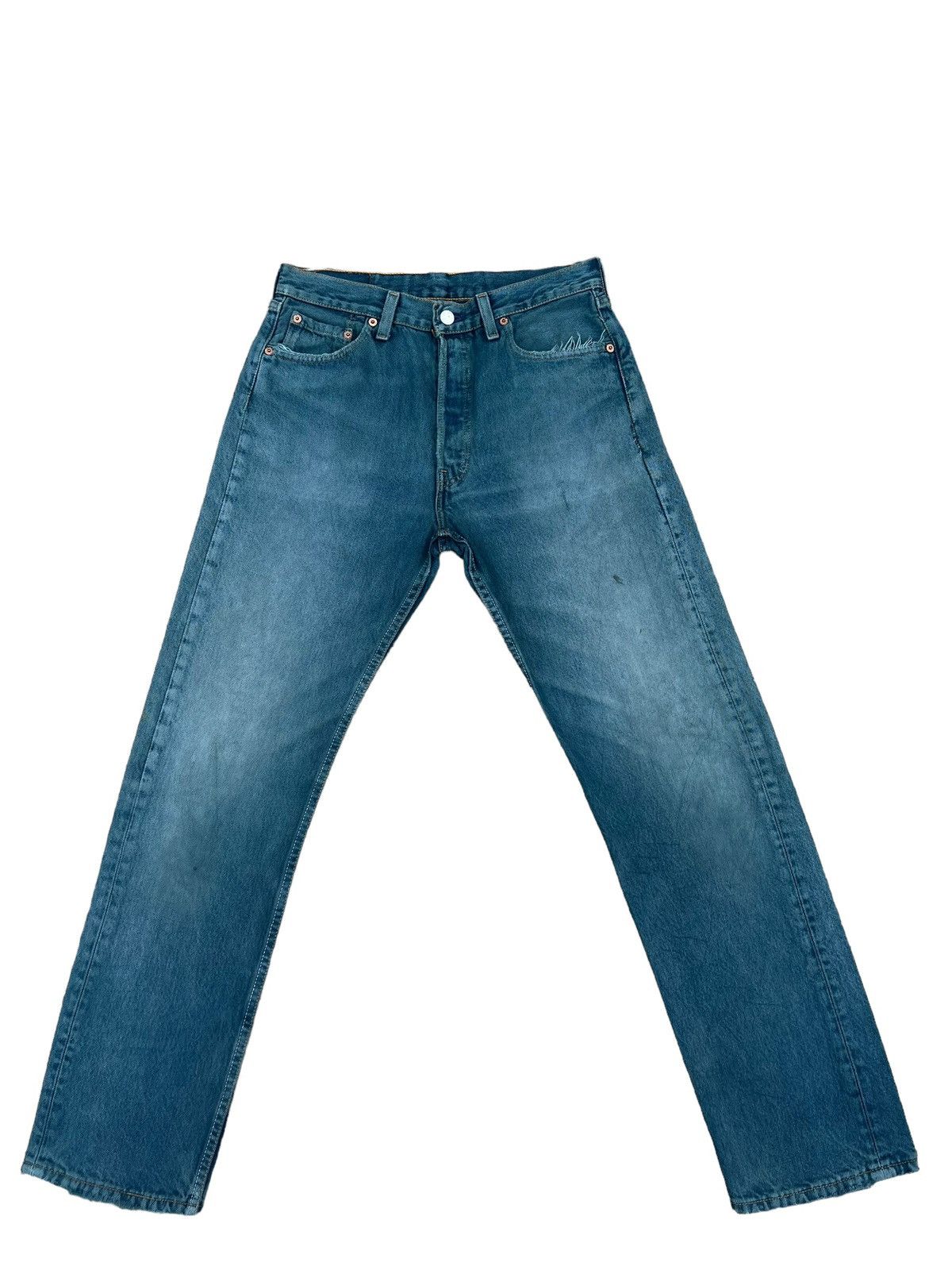 Levi's Vintage 90s Levi’s 501 Distress Mud Fade Green Denim Jeans Size US 30 / EU 46 - 1 Thumbnail