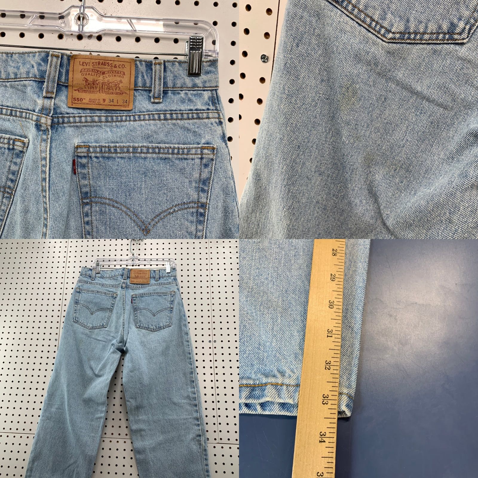 Levi's VINTAGE Levi's 550 Jeans Men 31x33 Light Wash Relaxed Tapered USA Denim 5-Pocket 90s Style Mens Size US 31 - 8 Thumbnail