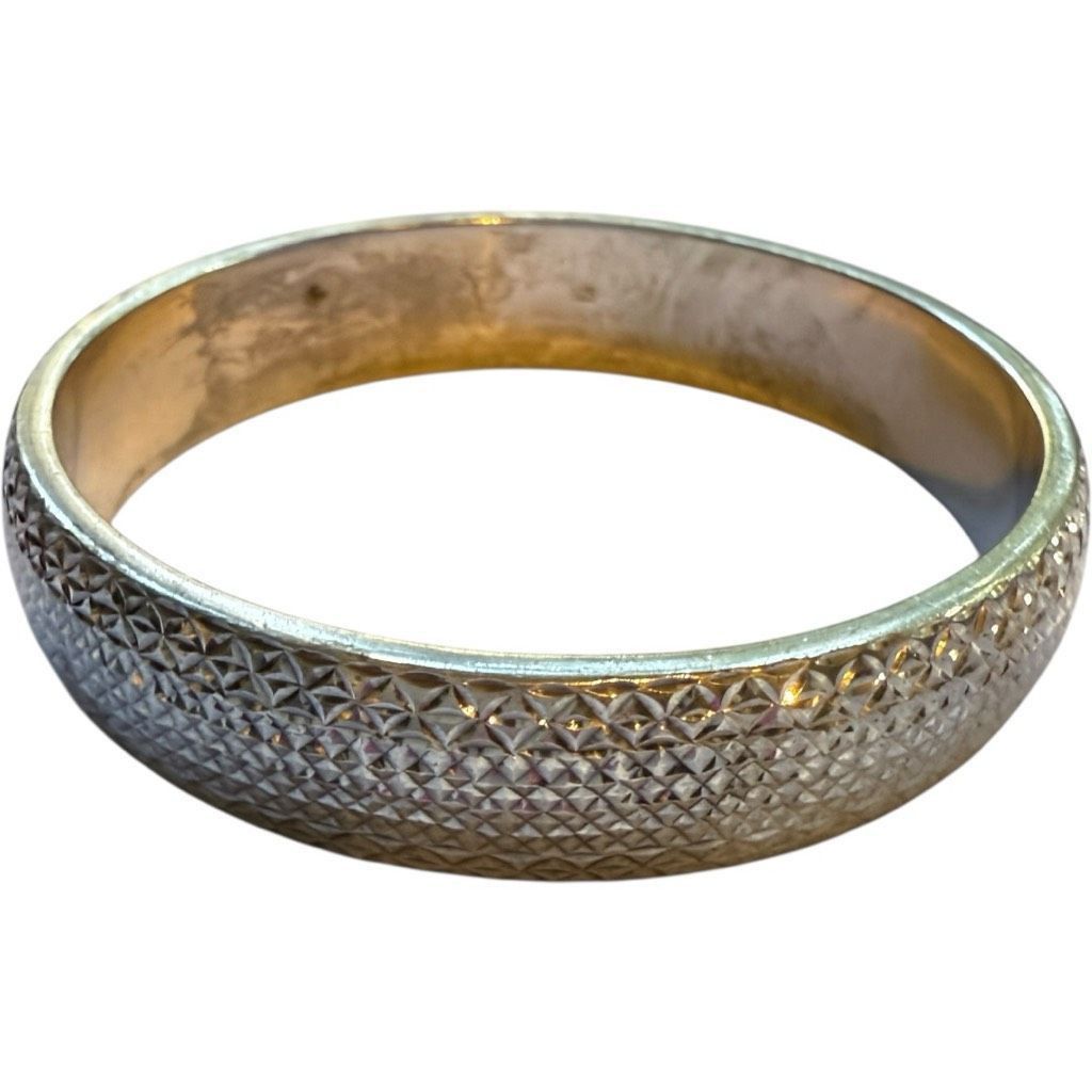 Sterling Silver STERLING SILVER Solid Diamond Cut Etched Sterling Silver Bangle Bracelet Sterling Silver Jewelry Large 2.75” Opening Size ONE SIZE - 5 Thumbnail