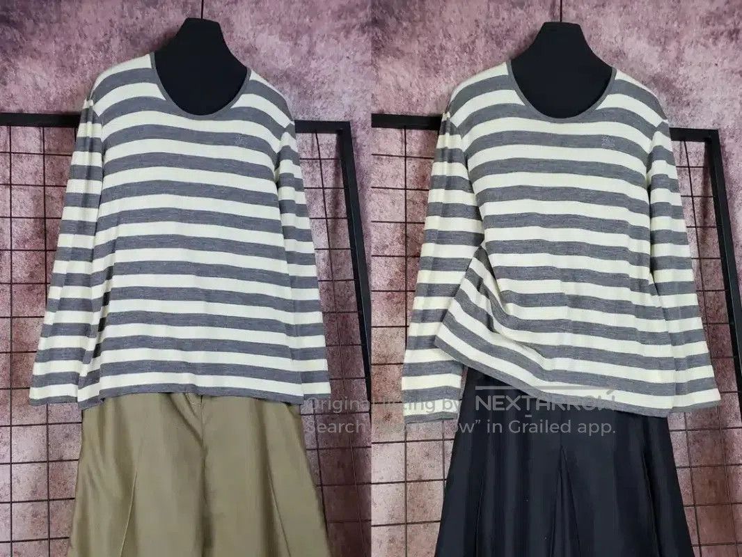 Burberry Burberry Grey Striped Wool Long Sleeve Knitwear. Size US L / EU 52-54 / 3 - 1 Thumbnail