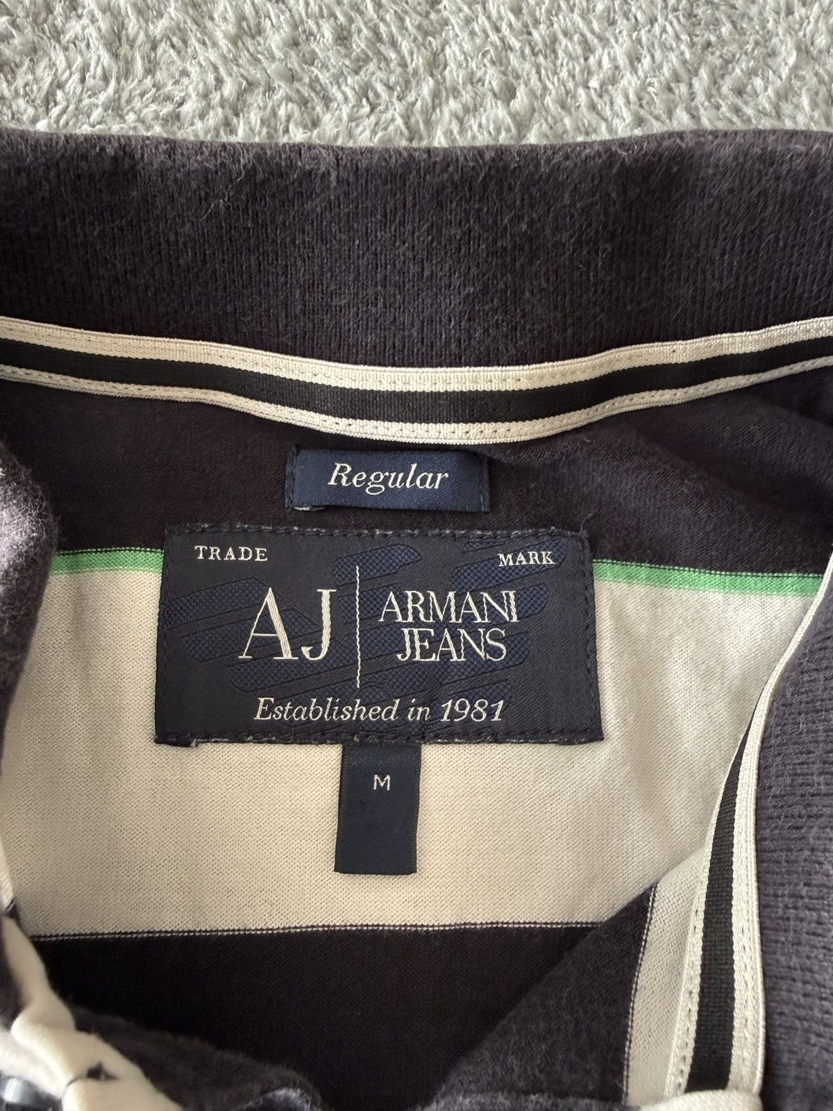Armani Polo Armani Jeans AJ Originale Righe Blu/Verde Cotone Tail M Size US M / EU 48-50 / 2 - 5 Thumbnail