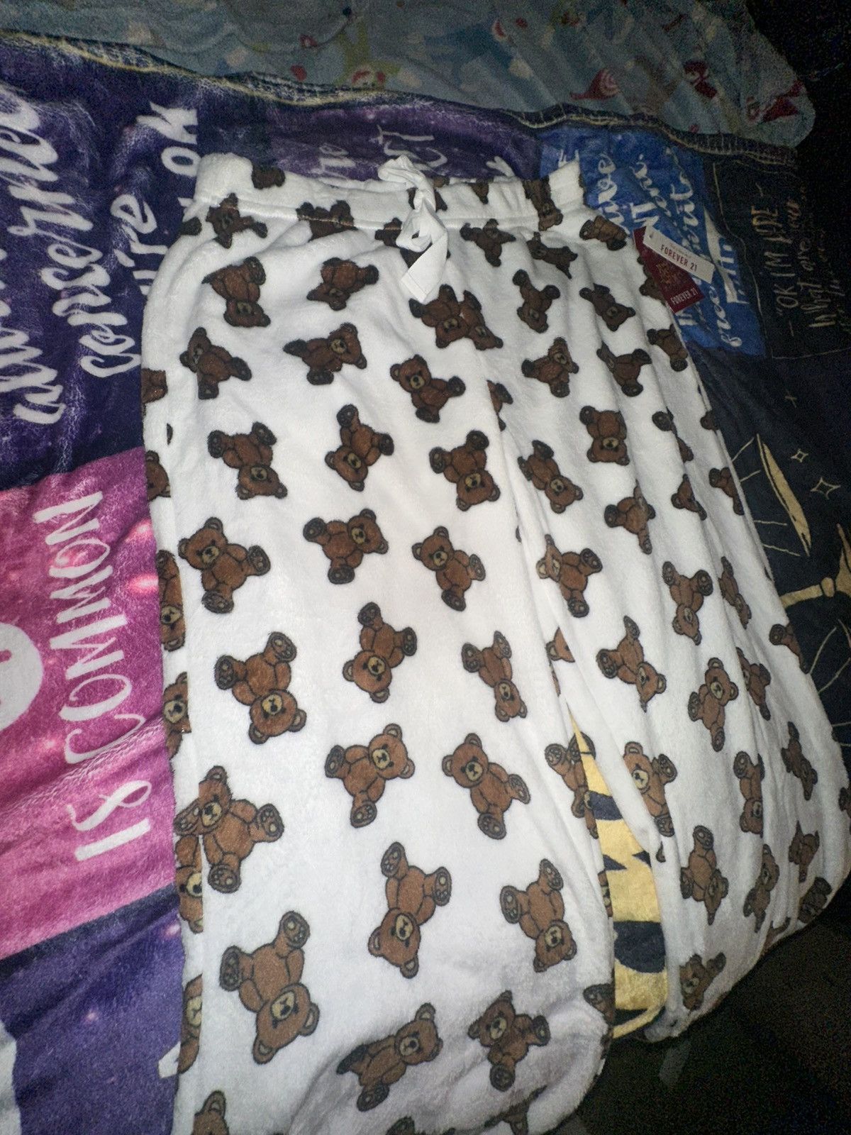 Forever 21 Forever21 “Put a Bow On It” Pajama Pants w/ Teddy Bear Print Size 34" / US 12 / IT 48 - 3 Thumbnail