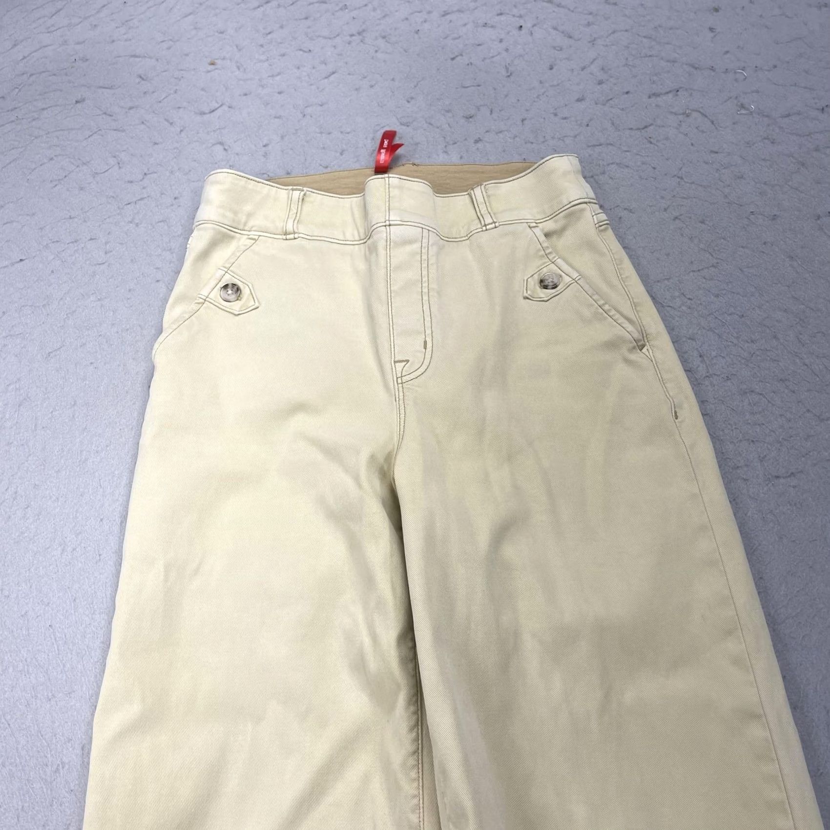 Spanx Spanx Pants Womens Small Beige Cropped Wide Leg Twill Pockets Relaxed Size 28" / US 6 / IT 42 - 2 Thumbnail