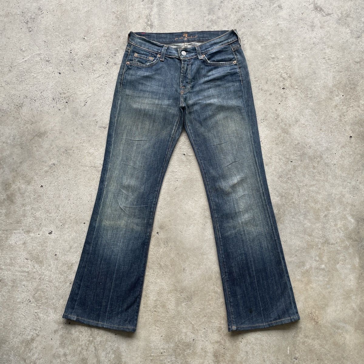 7 For All Mankind × Jean Vintage 7 For All Mankind USA Flare Faded Jeans Pants W29 Size US 29 - 1 Thumbnail