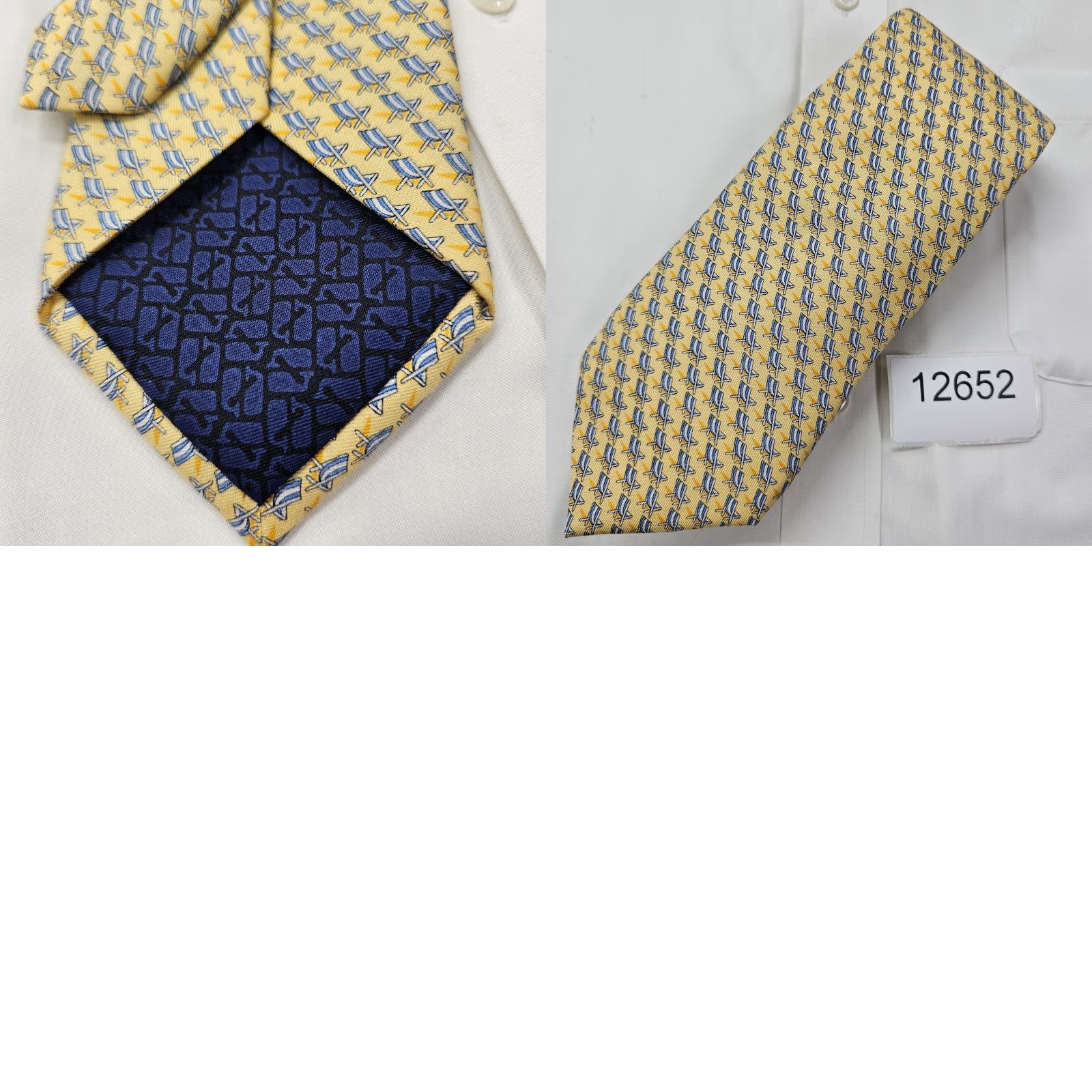 Vineyard Vines Vineyard Vines Necktie Men's Yellow Blue Beach Chairs Handmade Silk USA Tie Size ONE SIZE - 8 Thumbnail