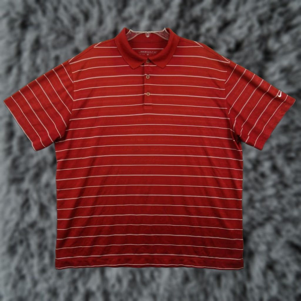 Nike Nike Golf Polo Shirt XL Mens Dri-Fit Red White Stripe Short Sleeve Size US XL / EU 56 / 4 - 1 Thumbnail
