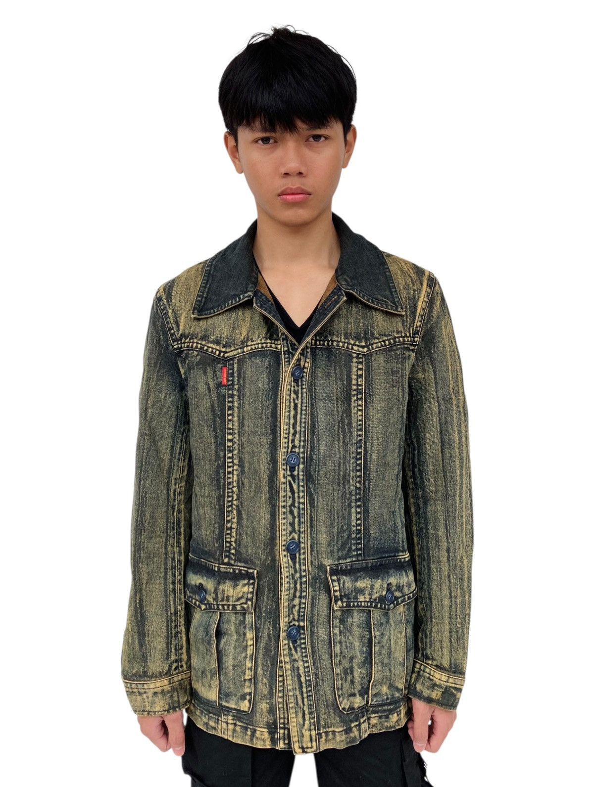 If Six Was Nine 2000s Tornado Mart - Extreme Mud Wash Denim Jacket Size US L / EU 52-54 / 3 - 4 Thumbnail