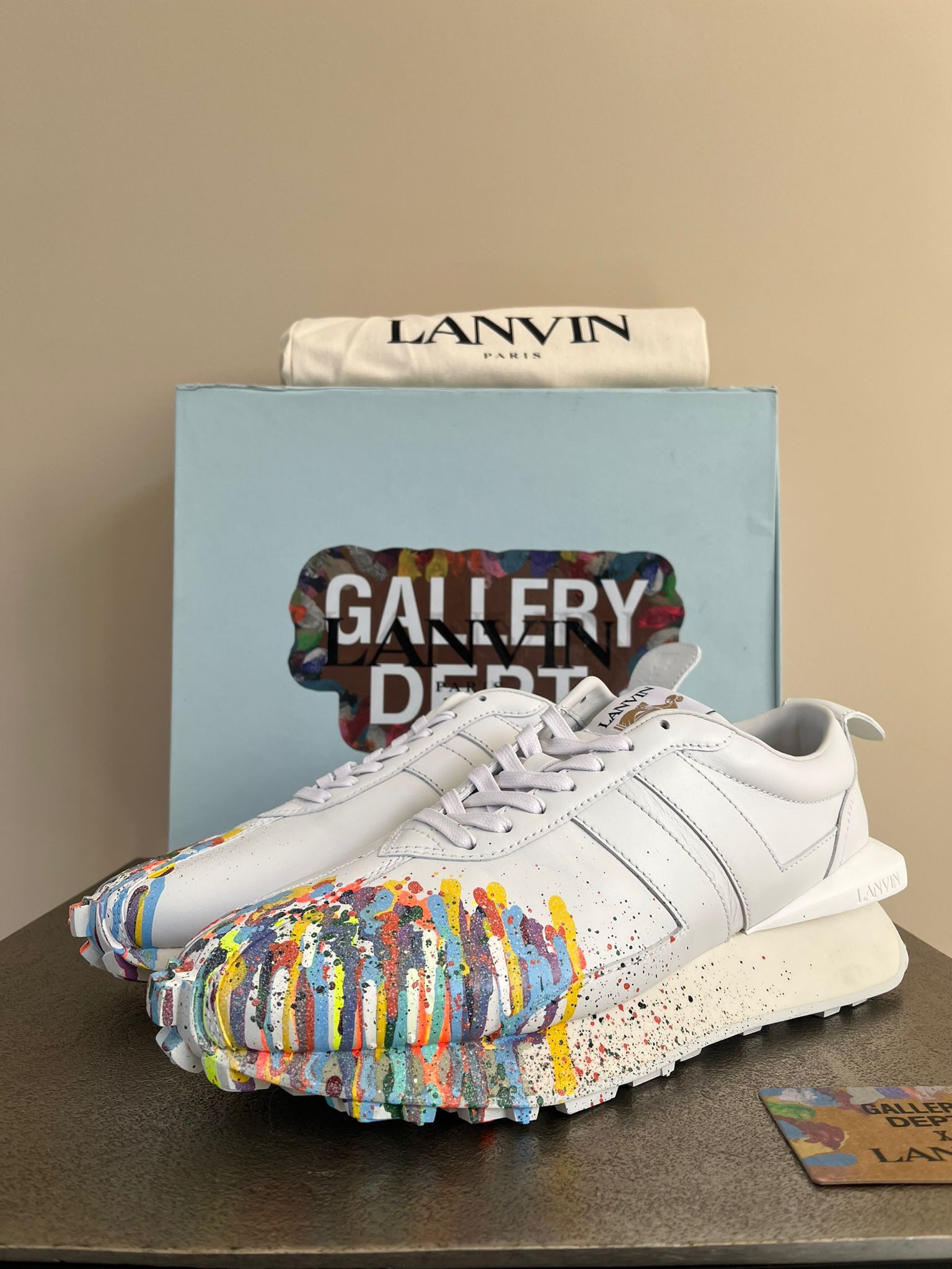 Gallery Dept. × Lanvin Paint Splatter Bump Sneakers in White Size US 12 / EU 45 - 3 Thumbnail