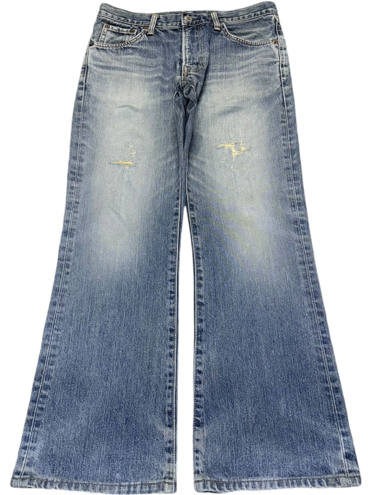 Exclusive Vintage Edwin XV Mud Wash Distress Flare Jeans