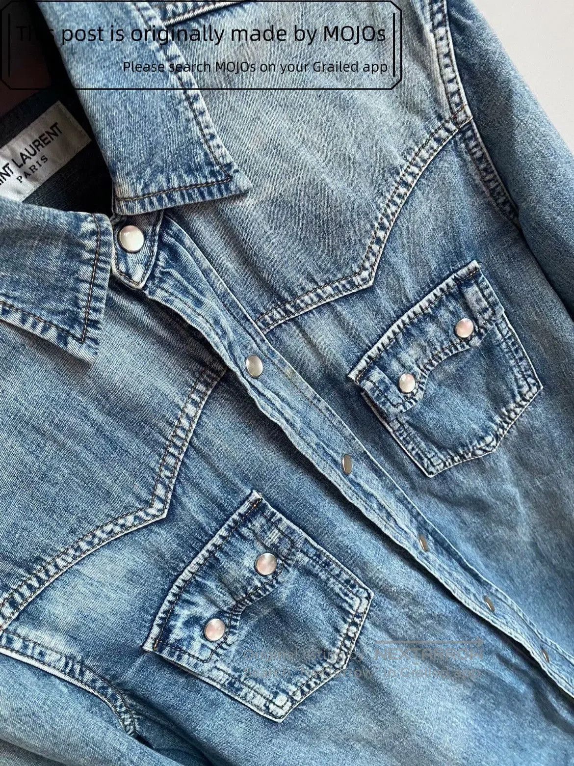 Saint Laurent Paris Saint Laurent Paris 16AW Double Rivet Pocket Denim Shirt. Size US XS / EU 42 / 0 - 2 Thumbnail