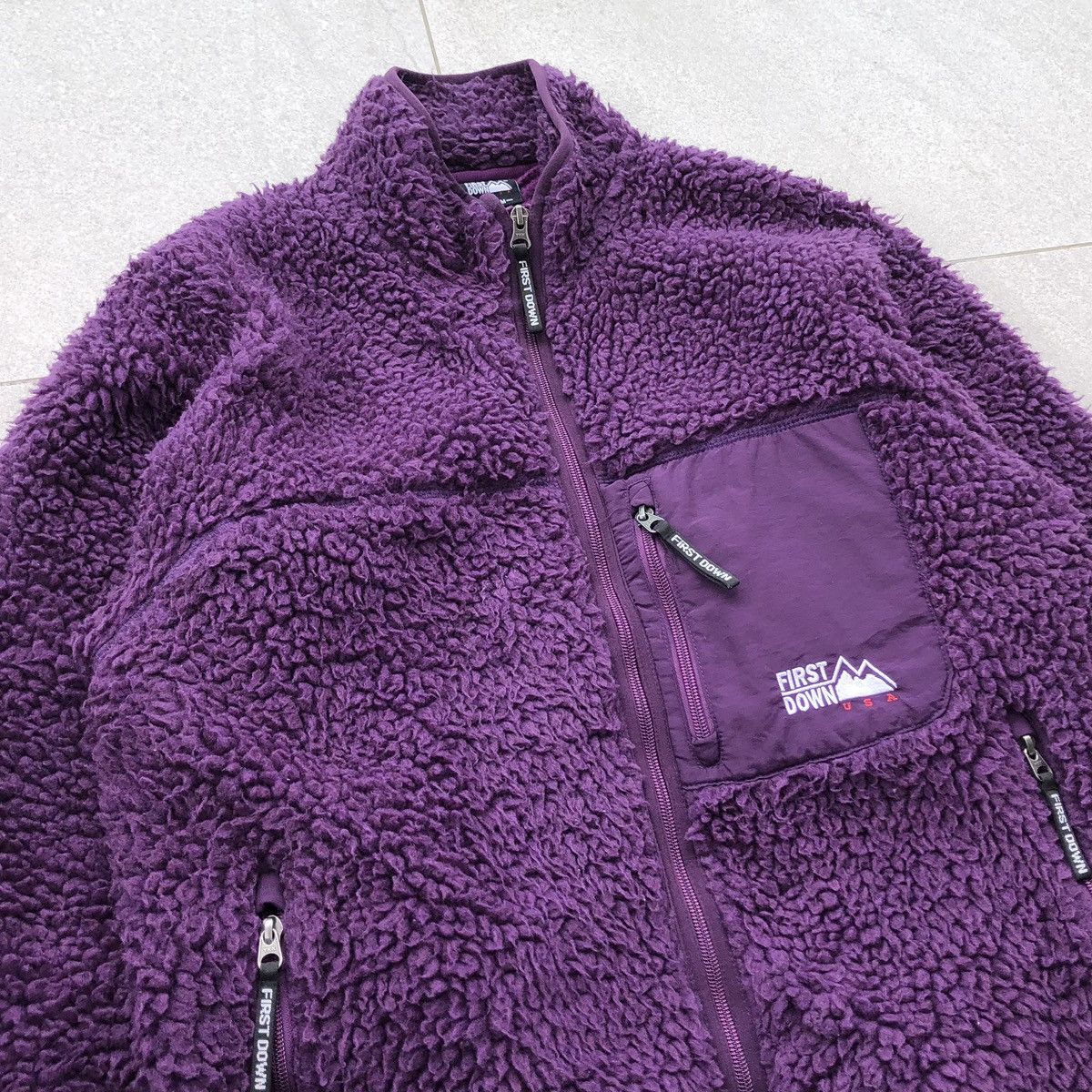 Japanese Brand First Down USA Pile Sherpa Purple Jacket Size US L / EU 52-54 / 3 - 2 Thumbnail