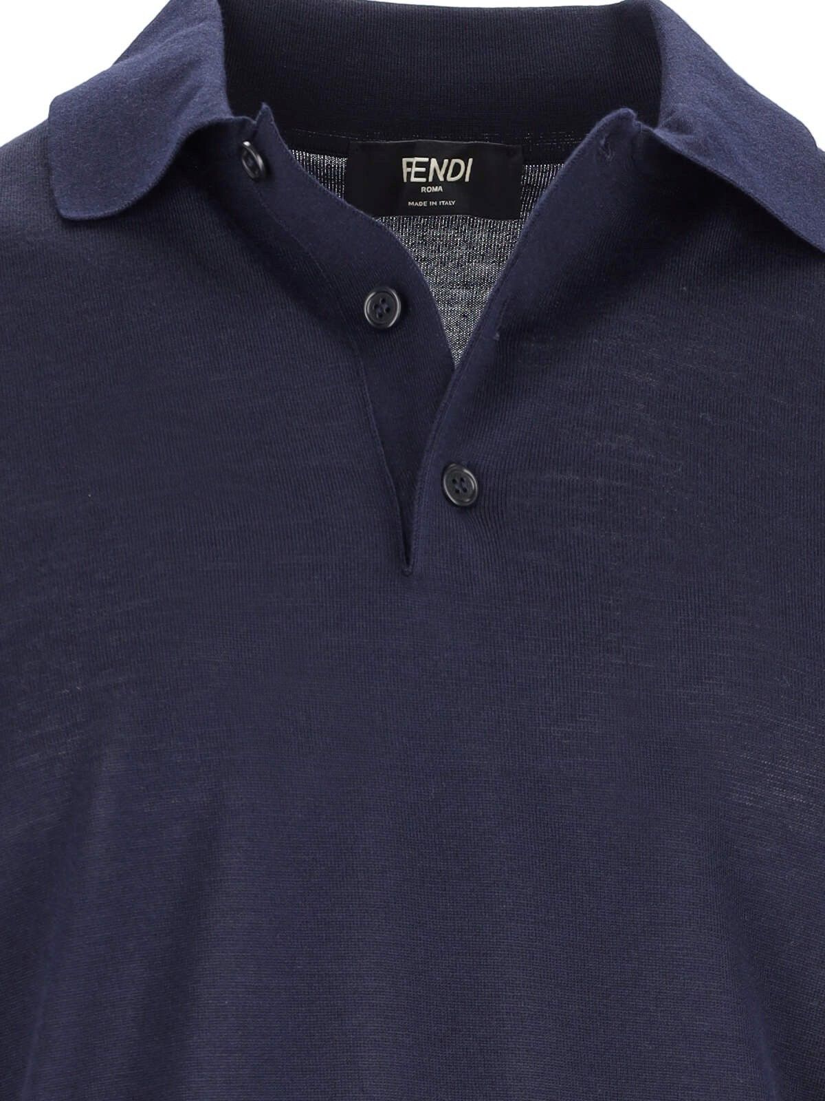 Fendi Fendi FF Logo Pique Navy Blue Polo button down Size US M / EU 48-50 / 2 - 4 Thumbnail