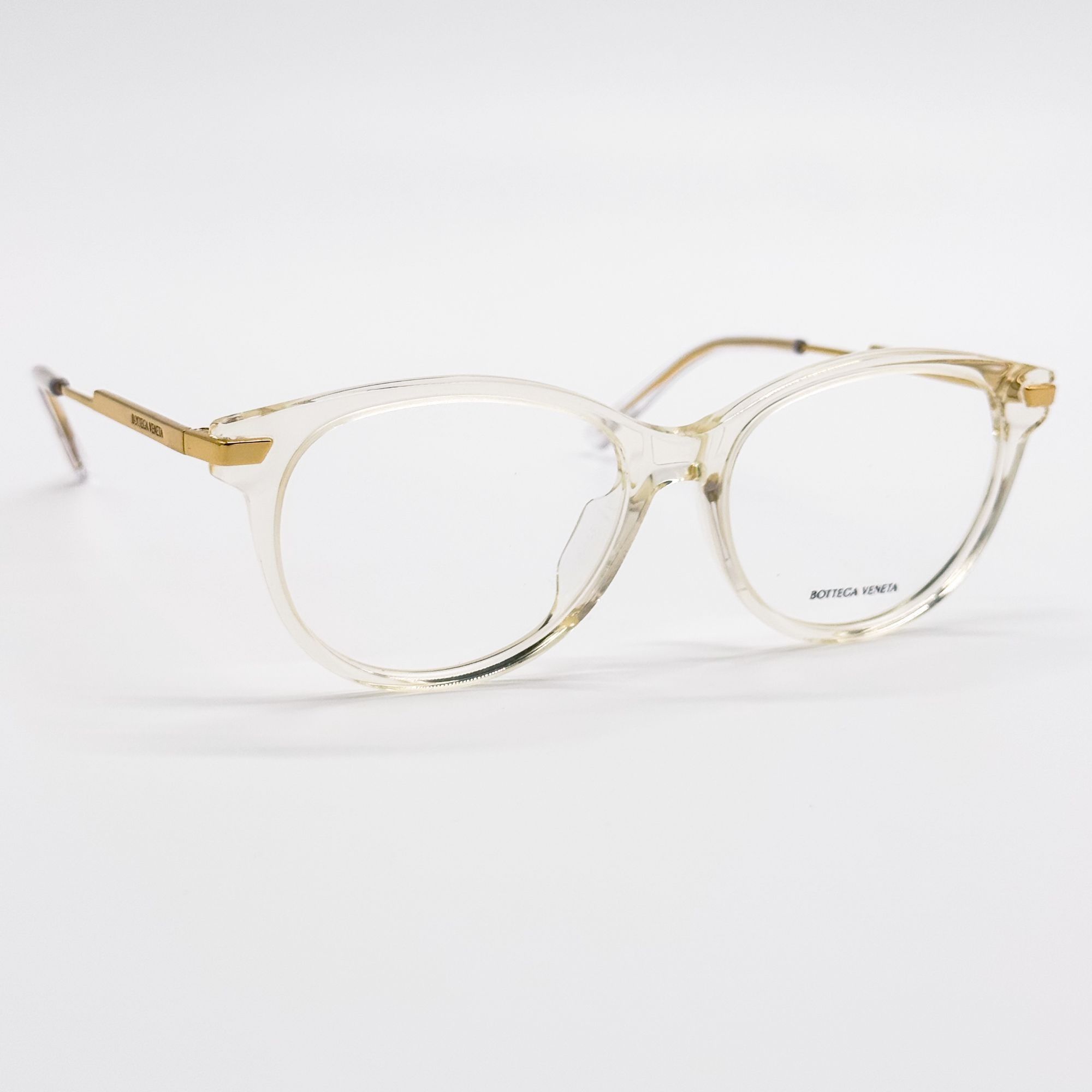 Bottega Veneta NEW BOTTEGA VENETA EYEGLASSES BV1039O 003 ROUND BEIGE TRANSP Size ONE SIZE - 4 Thumbnail