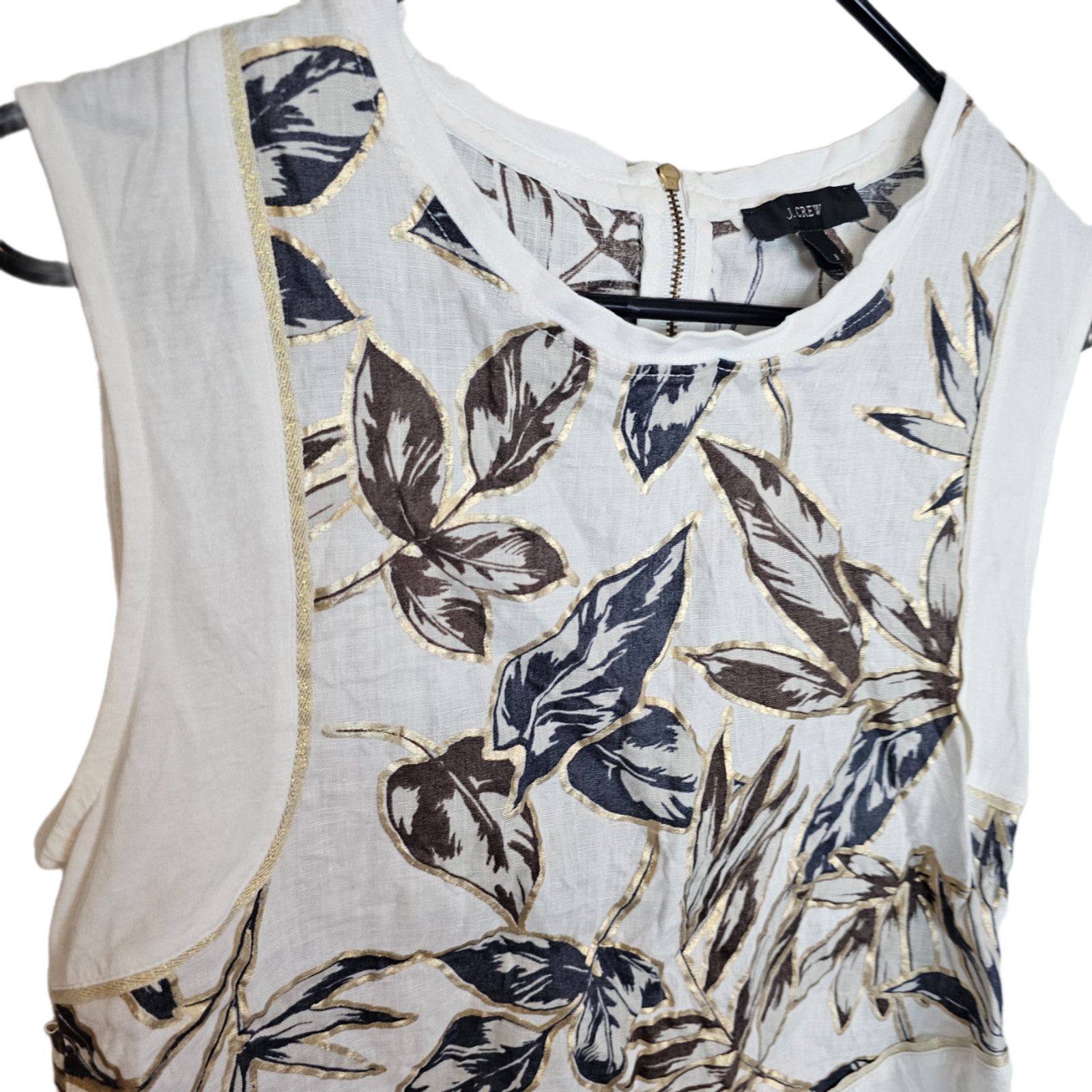 J.Crew J Crew Womens Floral Metallic Tank Top Size S Leaf Print Size S / US 4 / IT 40 - 4 Thumbnail