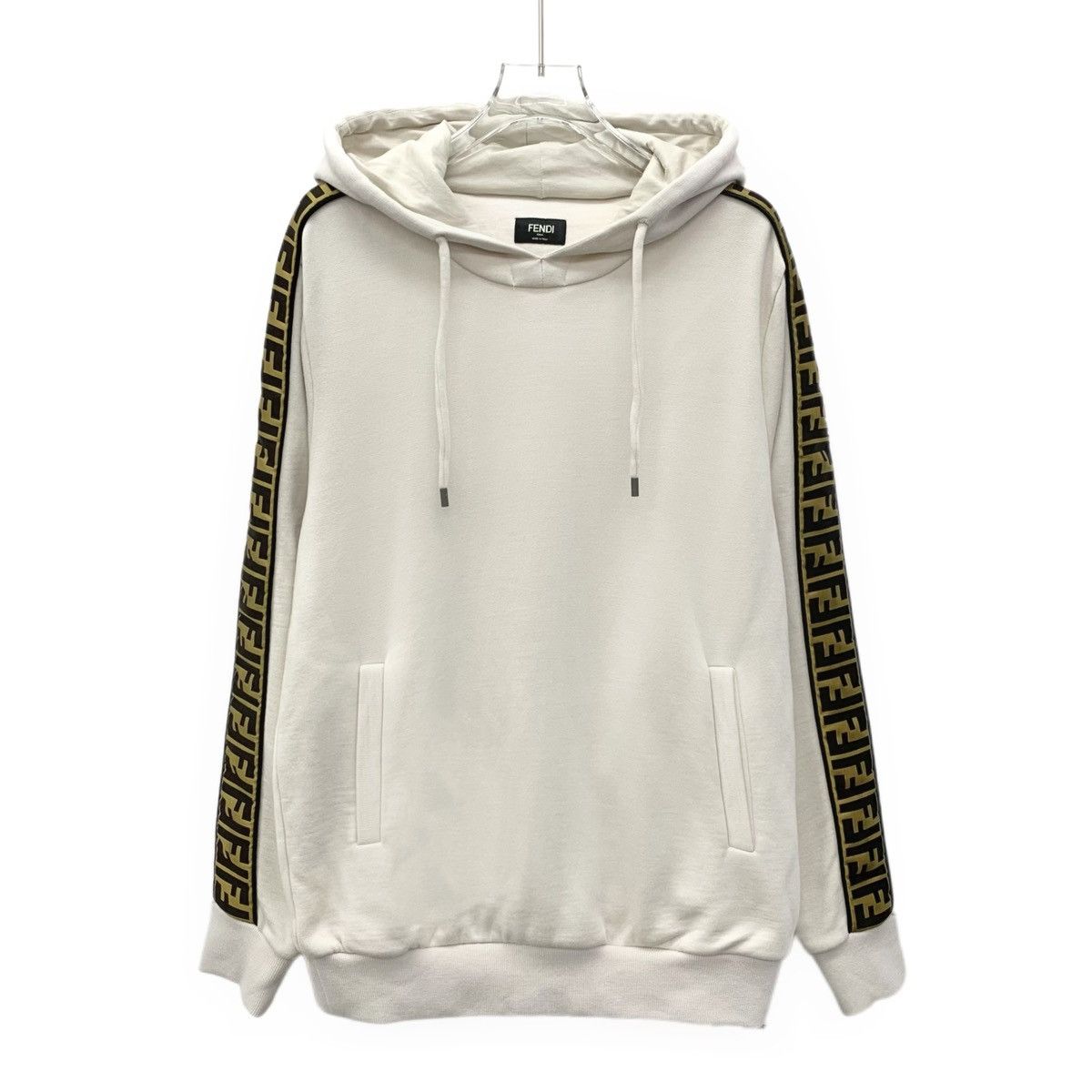 Fendi Fendi Off-white Logo Letter Wool Hooded Sweatshirt K26WX Size L / US 10 / IT 46 - 1 Thumbnail