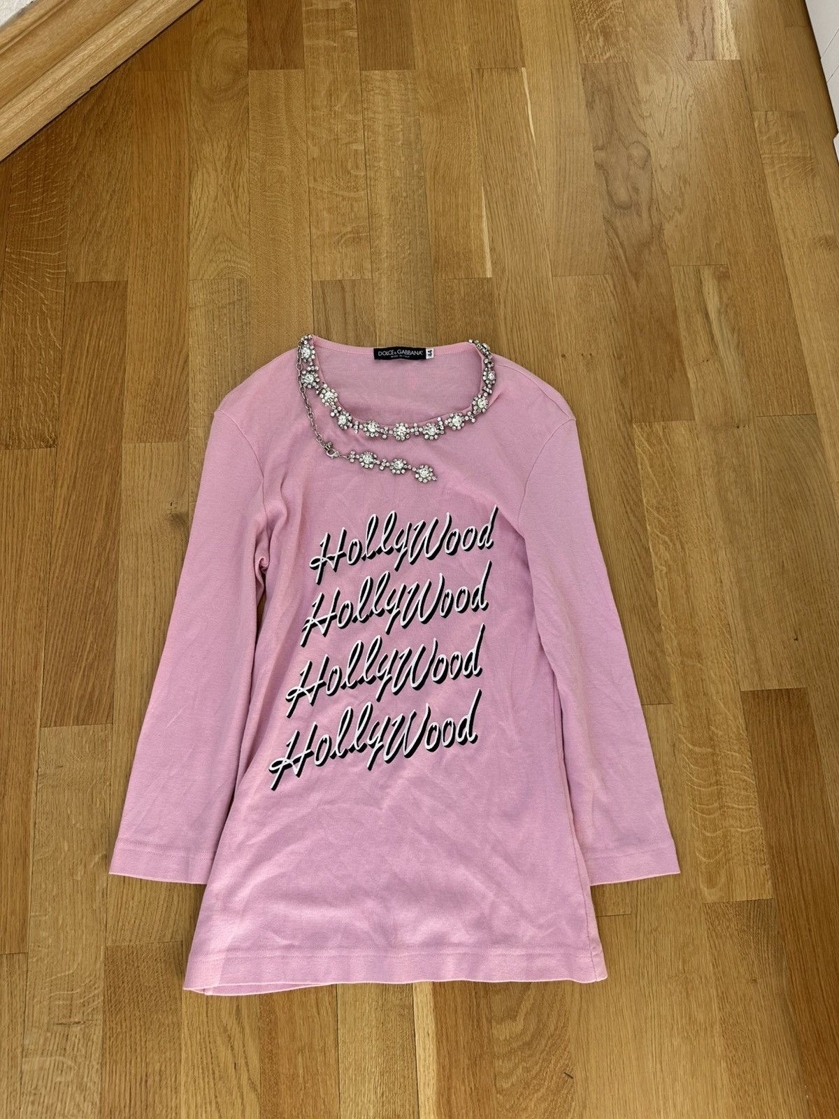 Dolce & Gabbana Dolce Gabbana Hollywood Long Sleeve Pink T-shirt Size M / US 6-8 / IT 42-44 - 2 Thumbnail