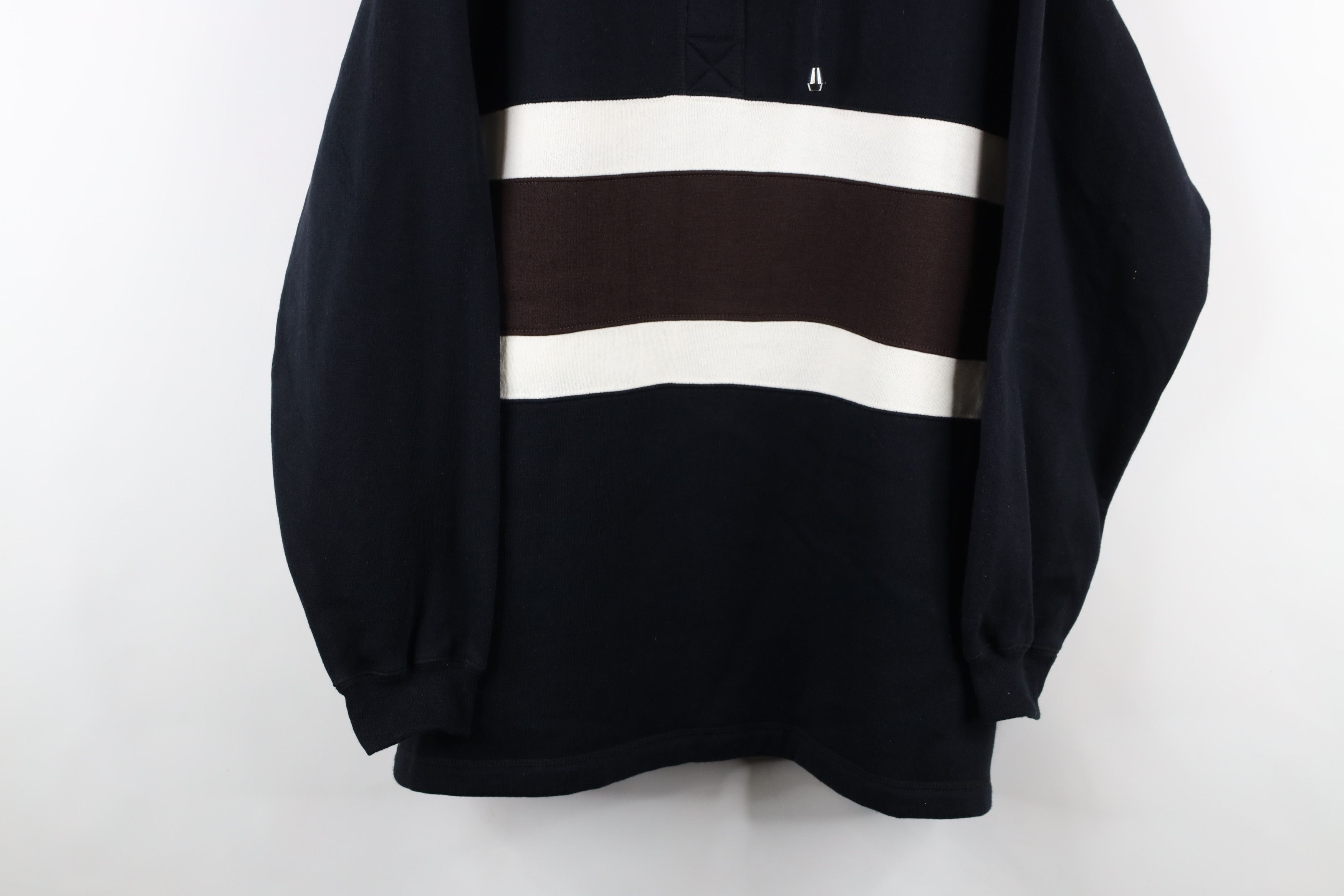 Vintage Deadstock Vintage 90s Streetwear Block Henley Sweatshirt Size US L / EU 52-54 / 3 - 3 Thumbnail