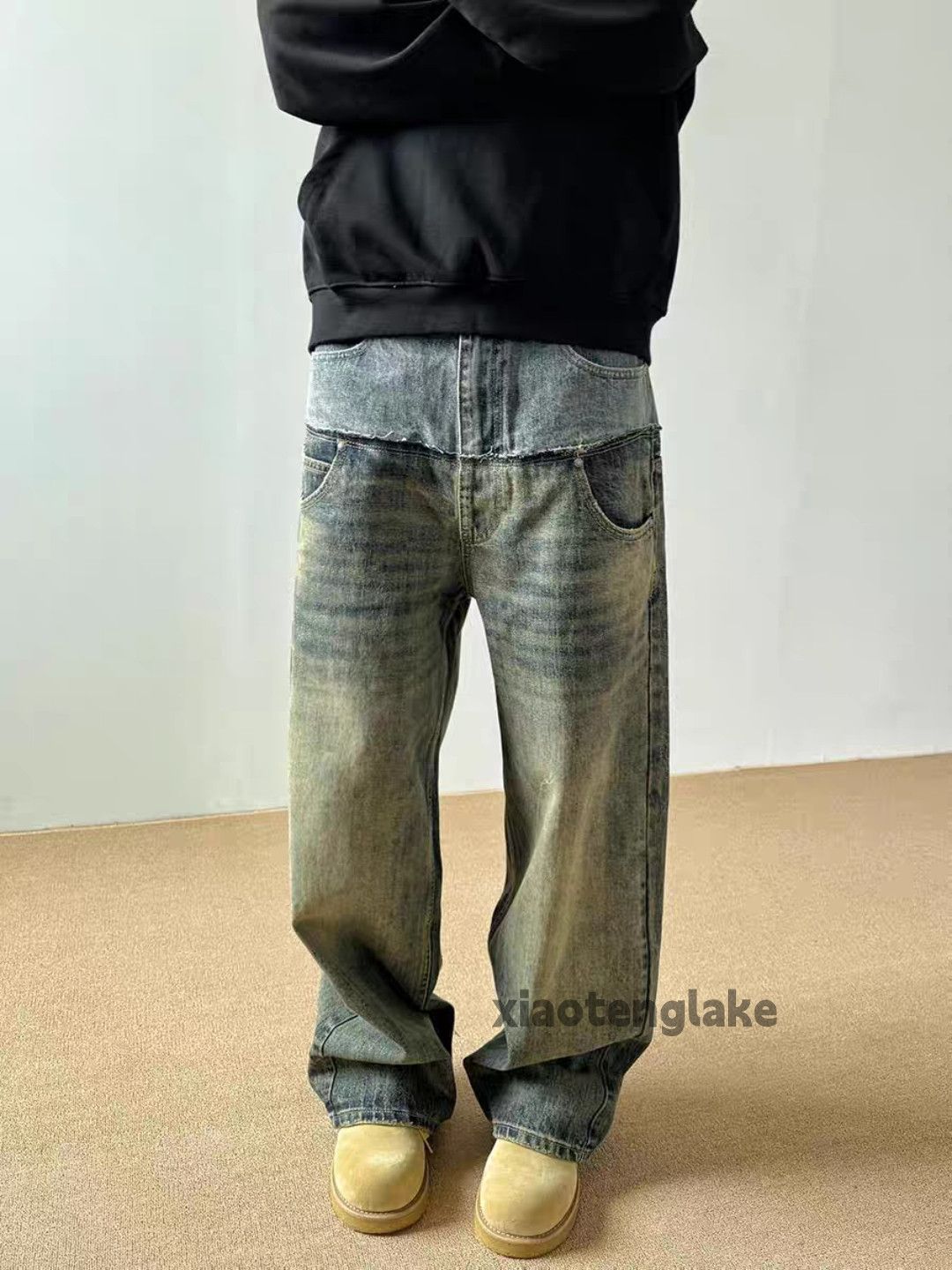 Jean × Vintage washed faded loose baggy skate patchwork grunge jeans Size US 28 / EU 44 - 3 Thumbnail
