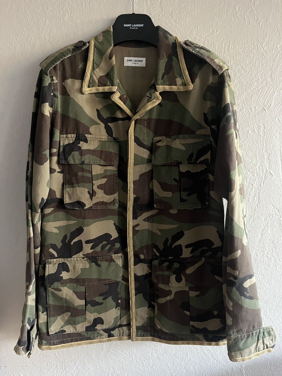 Saint Laurent Paris M65 Jacket Camouflage Army Military Gold