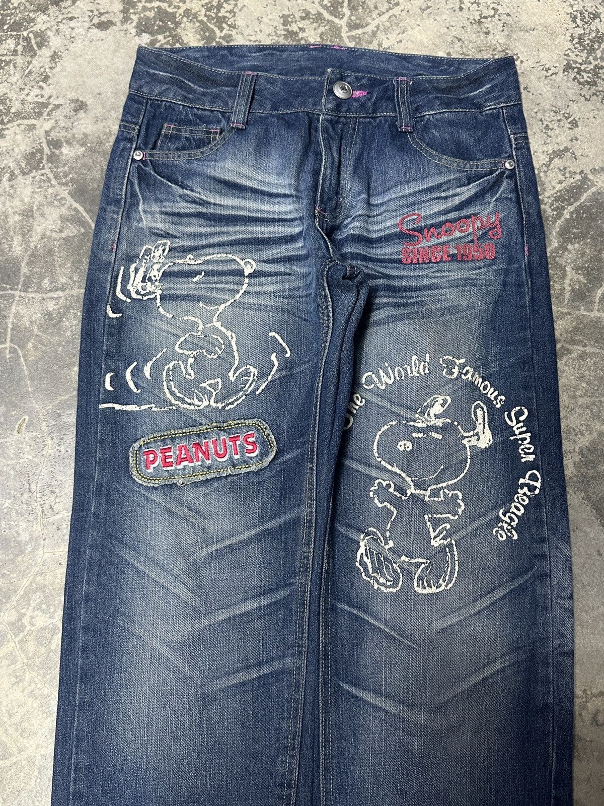 Cartoon Network × Peanuts Snoopy Peanuts Jean Leg Twisted Very Rare 🔥 Size US 30 / EU 46 - 3 Thumbnail