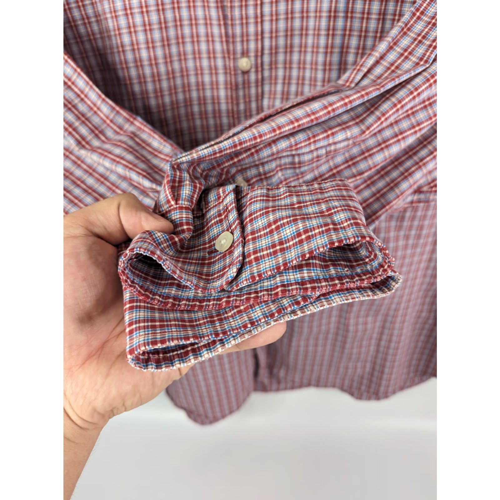 Vintage Foundry Shirt 4XLT Red Plaid Button Long Sleeve Easy Care (Defect) Size US XXL / EU 58 / 5 - 4 Thumbnail