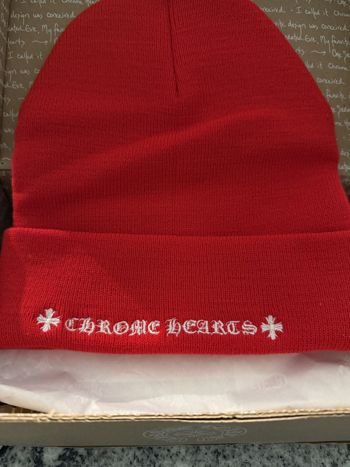 Chrome Hearts Chrome Hearts Logo Beanie Red Size ONE SIZE - 2 Thumbnail
