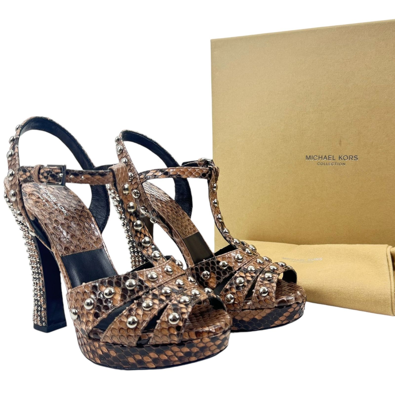 Michael Kors NEW Michael Kors Collection Rosanna Studded Python Sandals Size US 7.5 / IT 37.5 - 2 Thumbnail