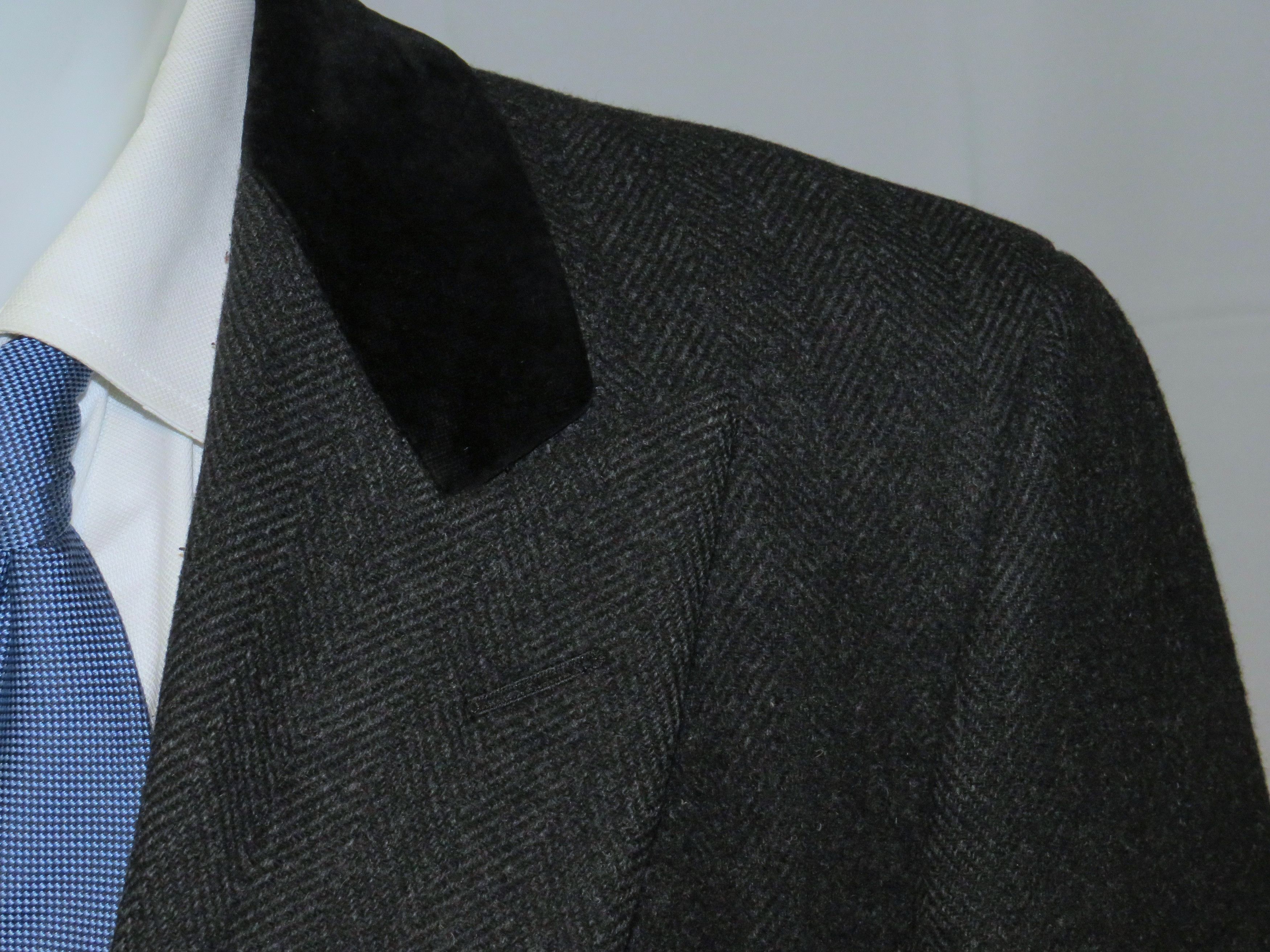 Paul Stuart Gray Herringbone Double Breasted Chesterfield 41R Size US L / EU 52-54 / 3 - 5 Thumbnail
