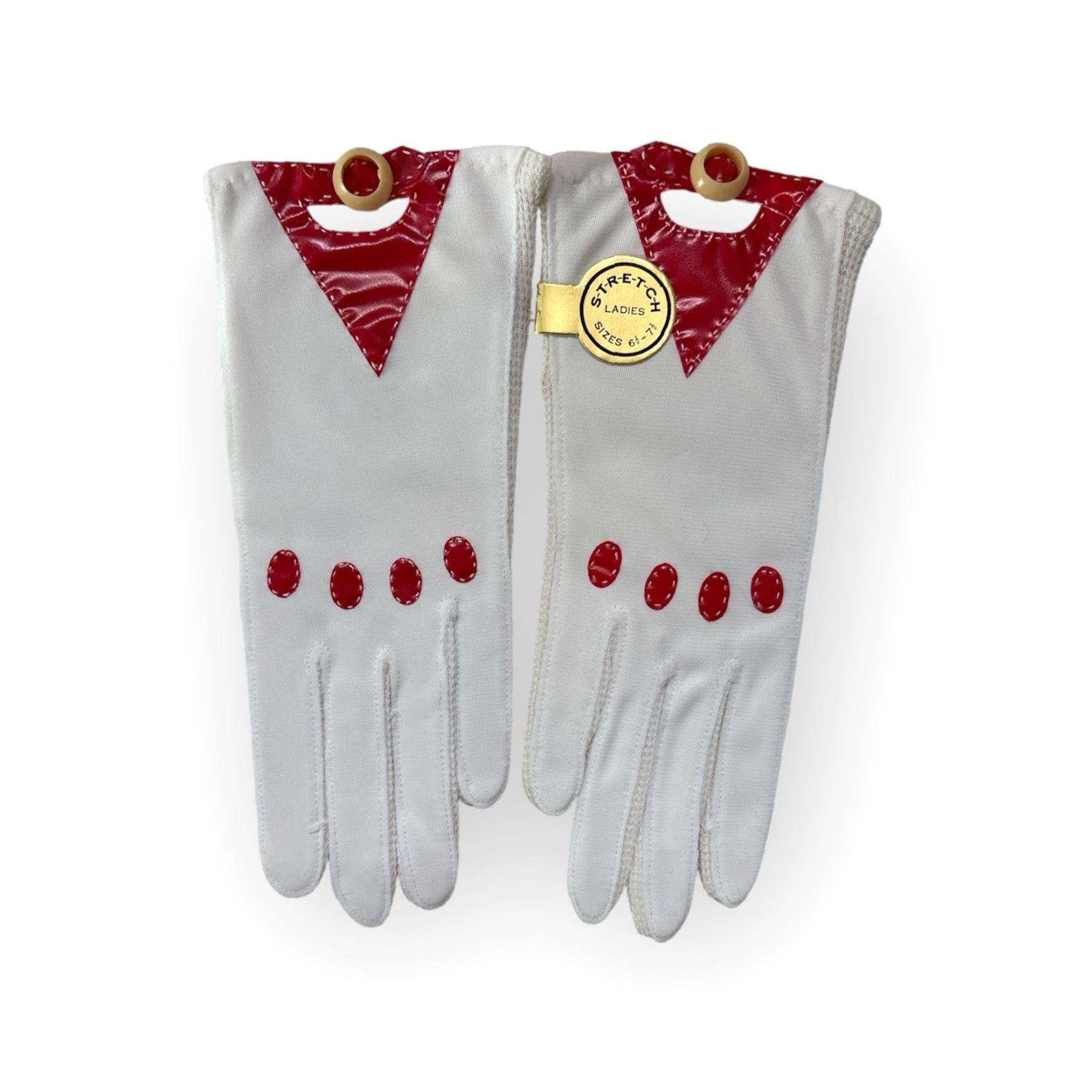 Vintage VINTAGE dress gloves Womens size XS-S deadstock NIP 70s White nylon buckle 70s gloves Mens no Size S / US 4 / IT 40 - 3 Thumbnail